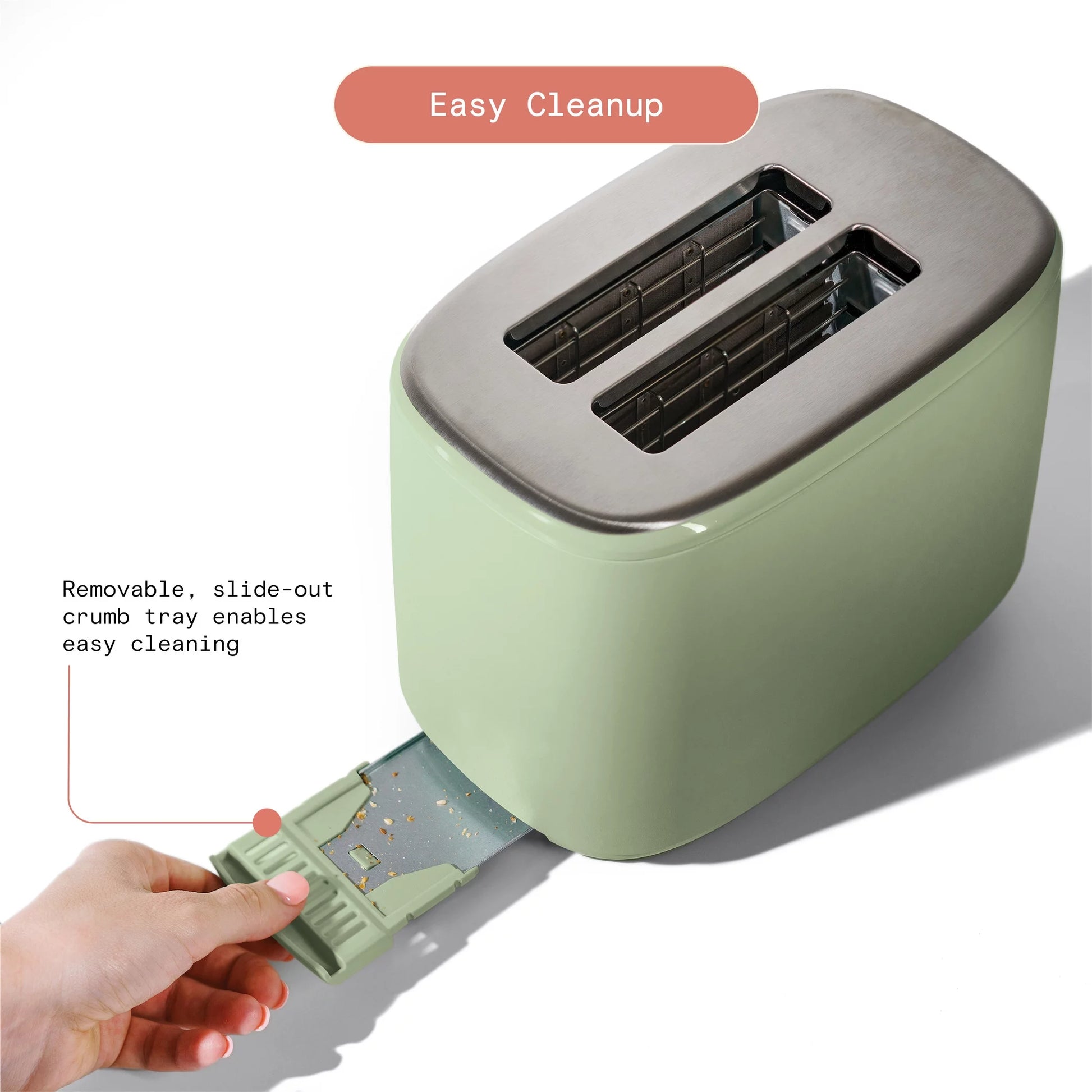 Drew Barrymore Sage Green Touch-Activated 2 Slice Toaster - Stylish & Functional Kitchen Essential