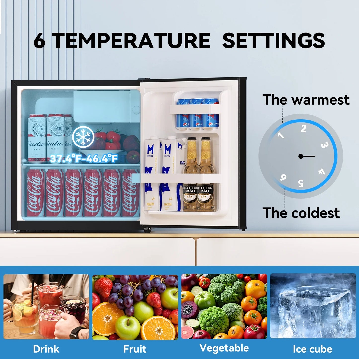 1.7 Cu.Ft Compact Mini Refrigerator with Freezer - Sleek Black Design