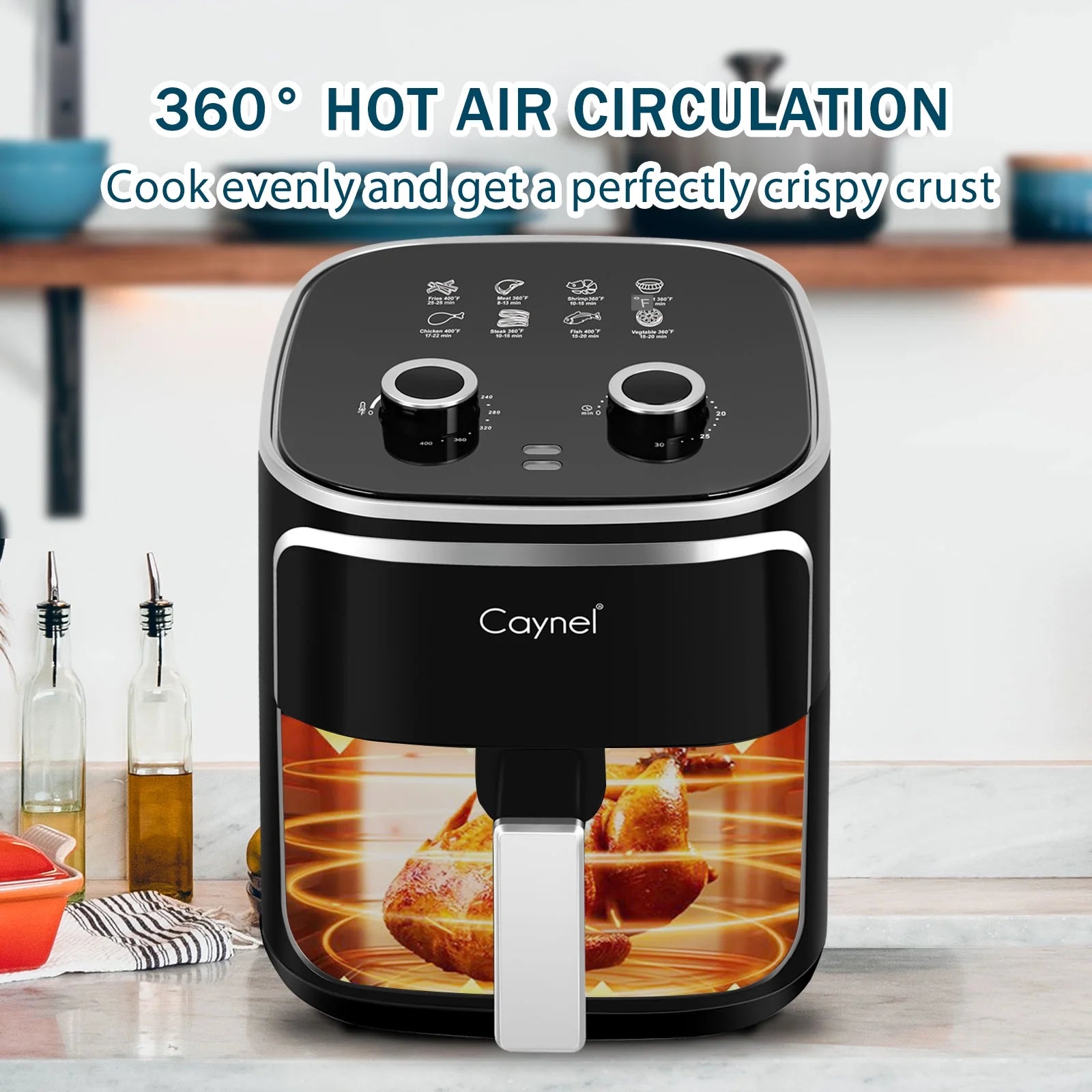 Air Fryer Oven Oil Free Nonstick Cooker with 8 Cook Presets, Detachable Double Basket - 5QT