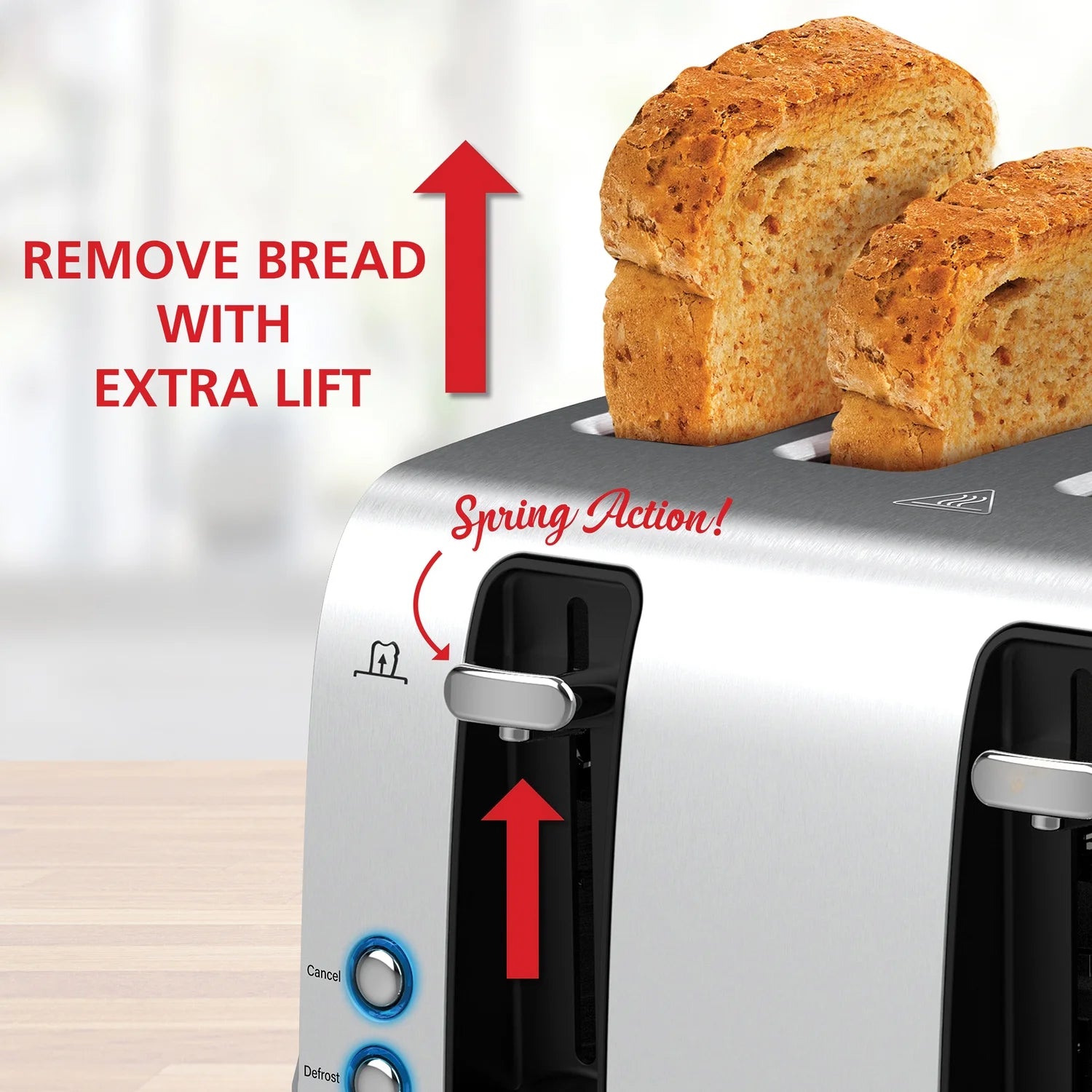 Extra-Wide Stainless Steel 4-Slice Toaster - 1,500 Watts of Power!