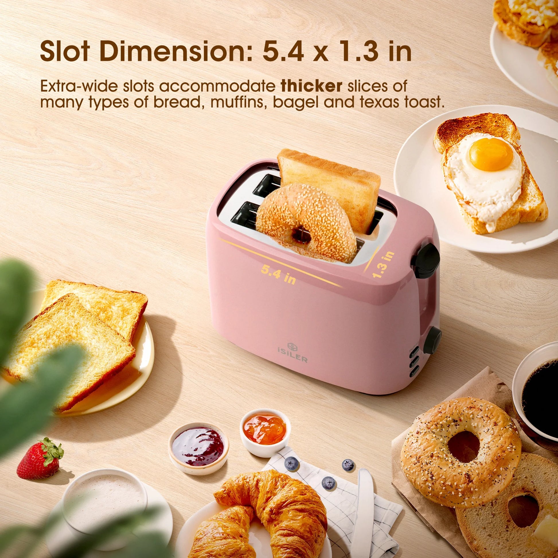 Extra-Wide Slot Yellow Toaster - 2 Slice with Defrost & Reheat Functions