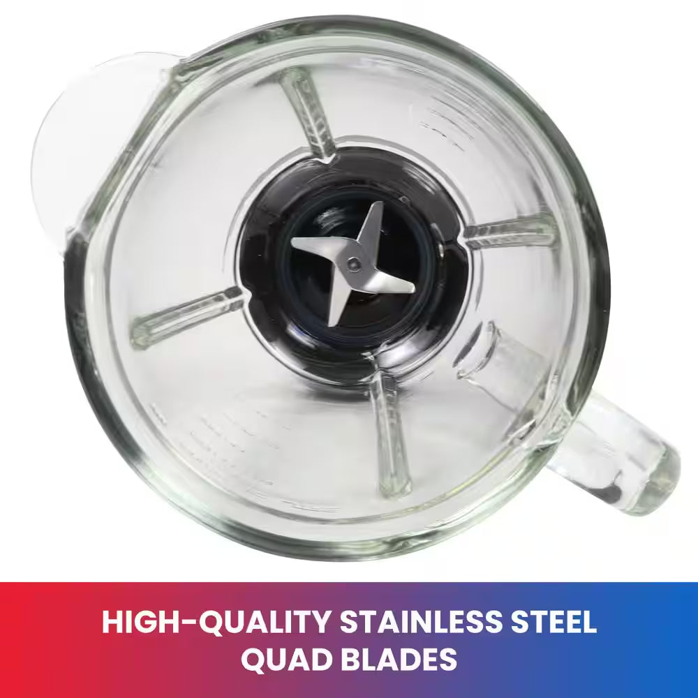 6-Speed Countertop Blender, 6 Cup (1.5L) Glass Jar, 2 Pulse Options, 500W Black Silver