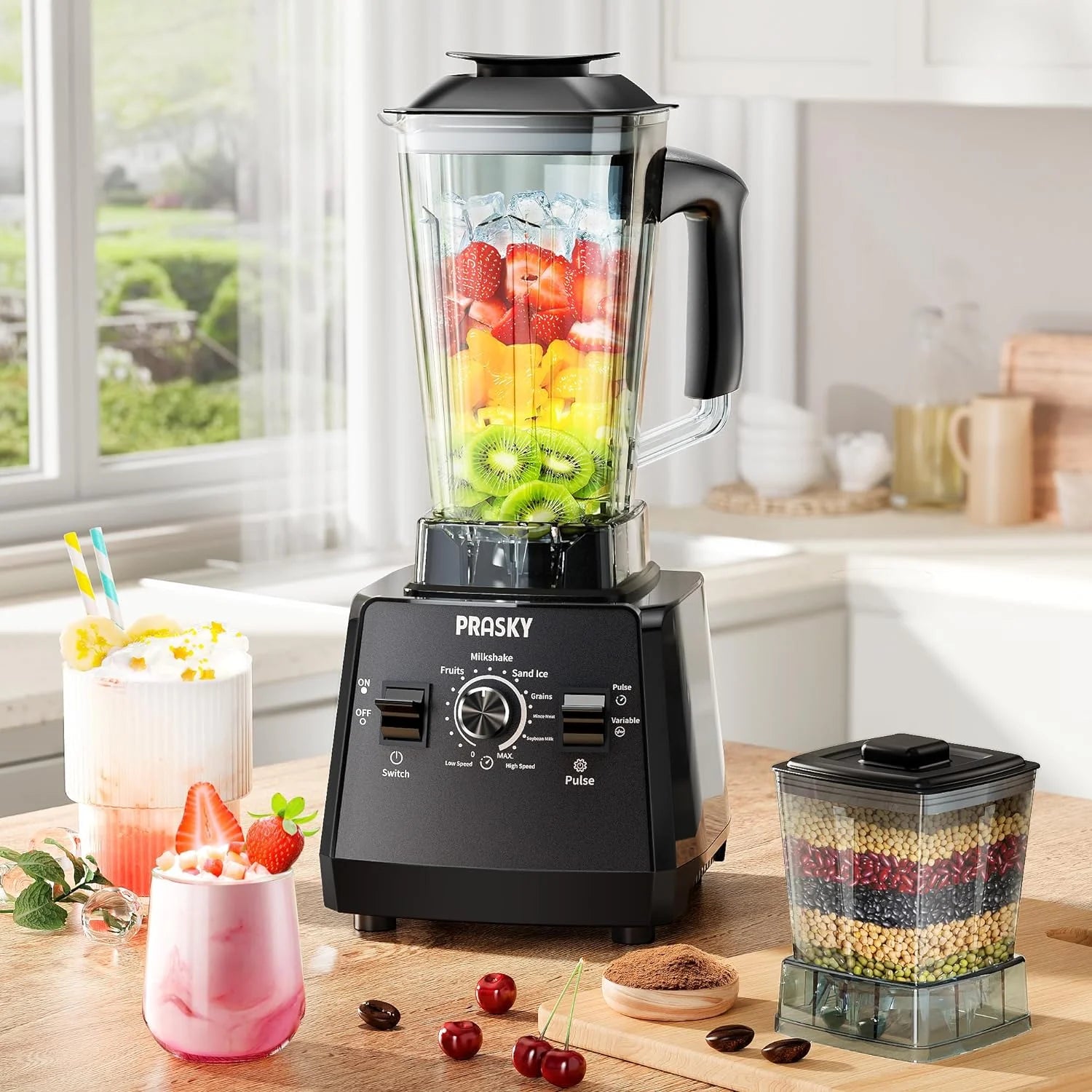 70Oz Countertop Blender - Powerful 1000W Motor with 6 Speed Settings for Effortless Blending (Black)
