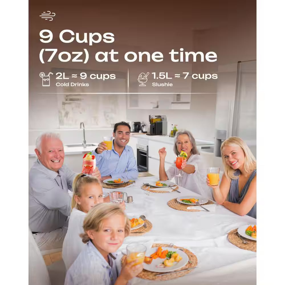 68 Oz. Black Slushy Machine, Self-Cleaning Snow Cone Machine with 6-Preset Programs, 4-Hours Freshness and No Ice Needed