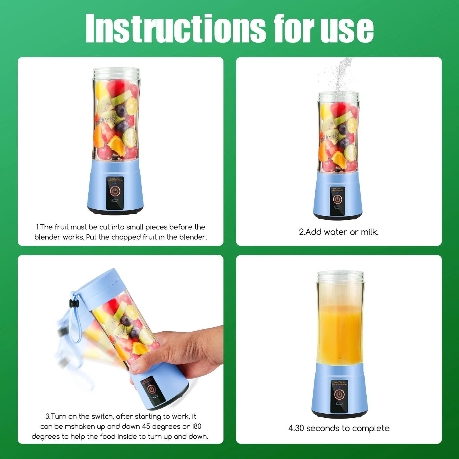 Portable USB Rechargeable Juicer Blender Cup for Smoothies and Shakes - Perfect for Travel!