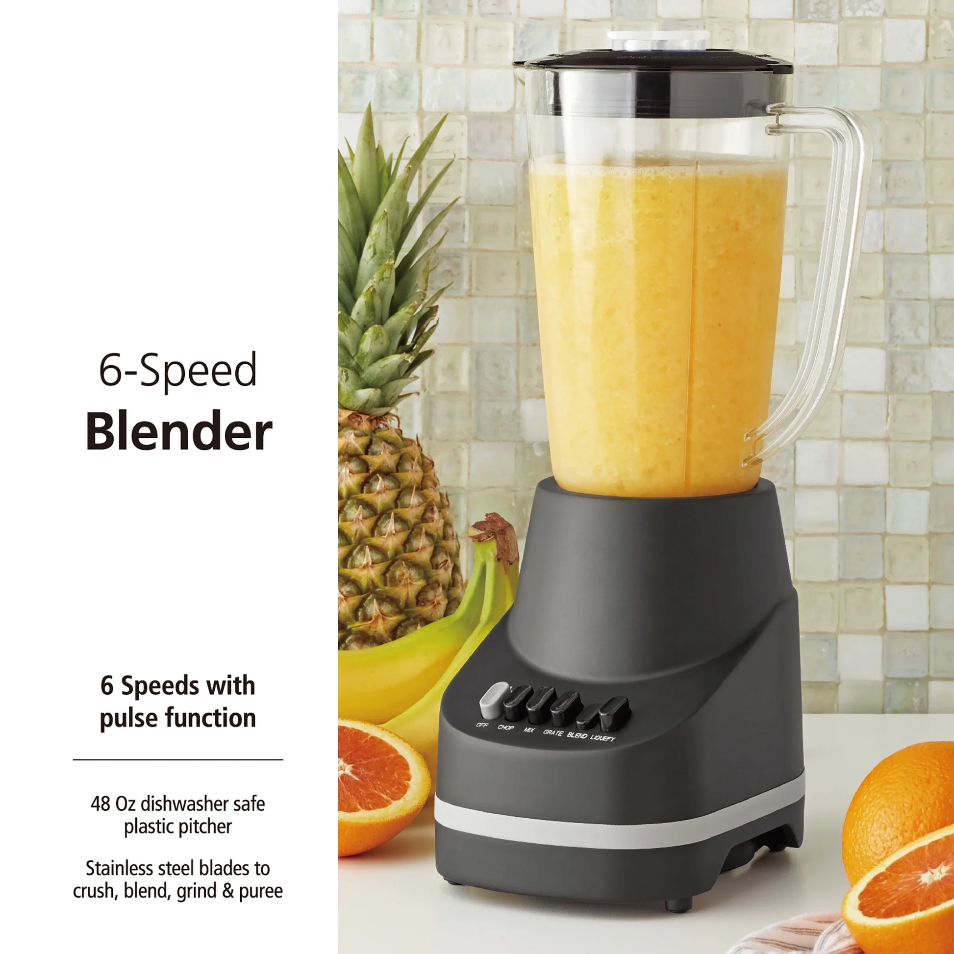 6-Speed Blender with 48 oz Jar - Powerful 360 Watt Performance in Sleek Black Finish