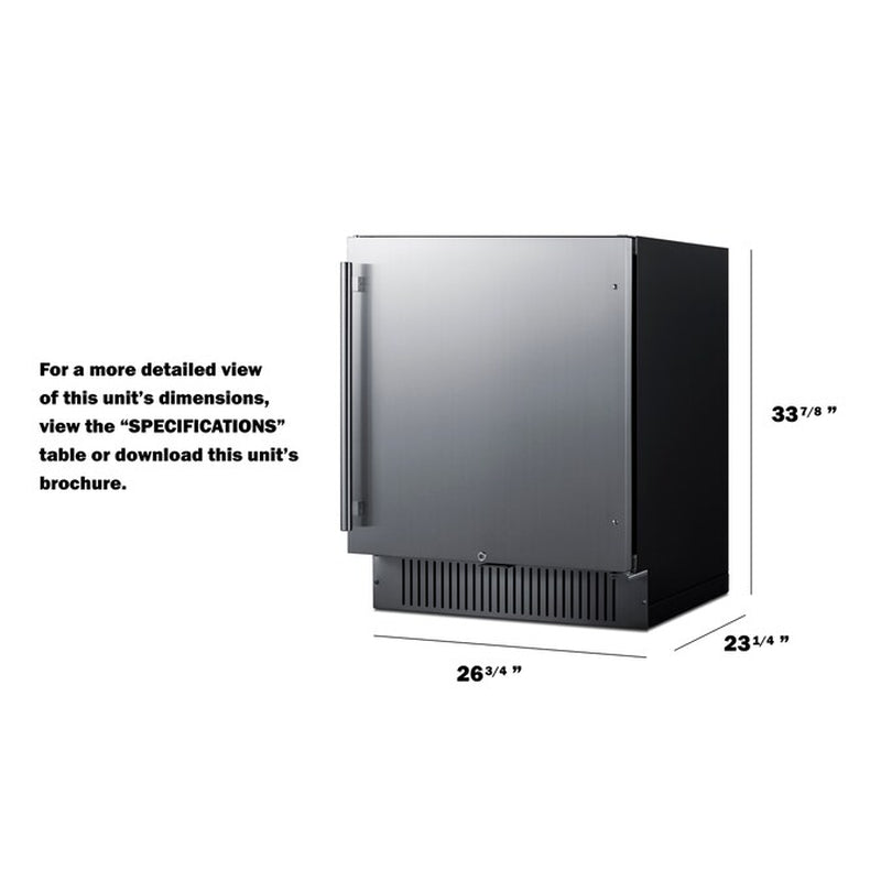 4.98-Cu Ft Built-In Mini Fridge ( Stainless Steel Door and Black Cabinet ) Garage Ready