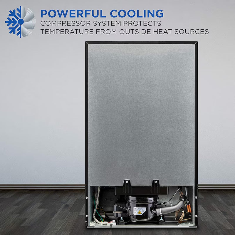 18.7-In W 126 -Can Capacity Stainless Steel Freestanding Indoor Beverage Refrigerator with Glass Door