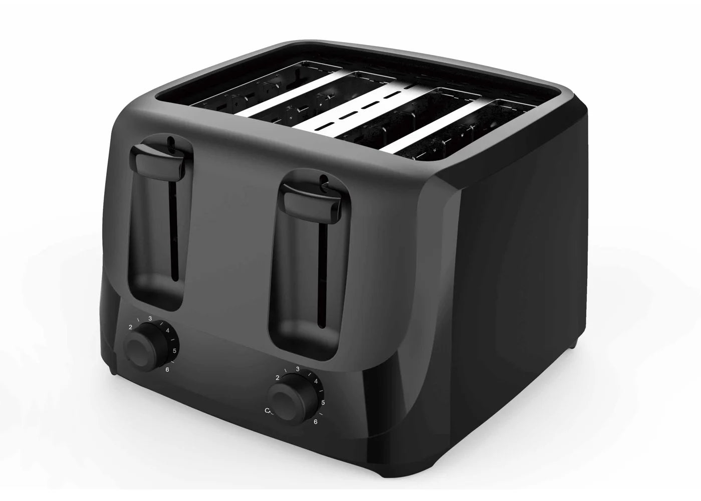 4-Slice Black Toaster with 6 Shade Settings & Easy-Clean Crumb Tray