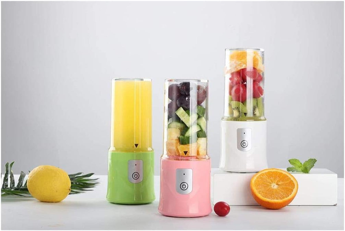 Compact Pink Portable Blender - Rechargeable Mini Smoothie Maker with 6 Blades for On-the-Go Blending