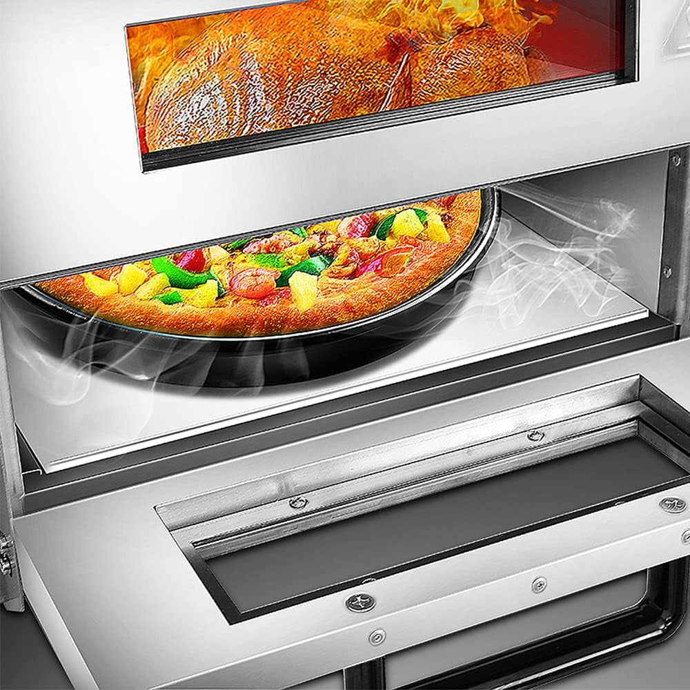 Commercial Pizza Oven Double Oven 1700W 16 Inch Stainless Steel Pizza Electric Countertop Pizza and Snack Oven Multipurpose Indoor Pizza Oven for Restaurant Home Pretzels Roast Yakitori 110V