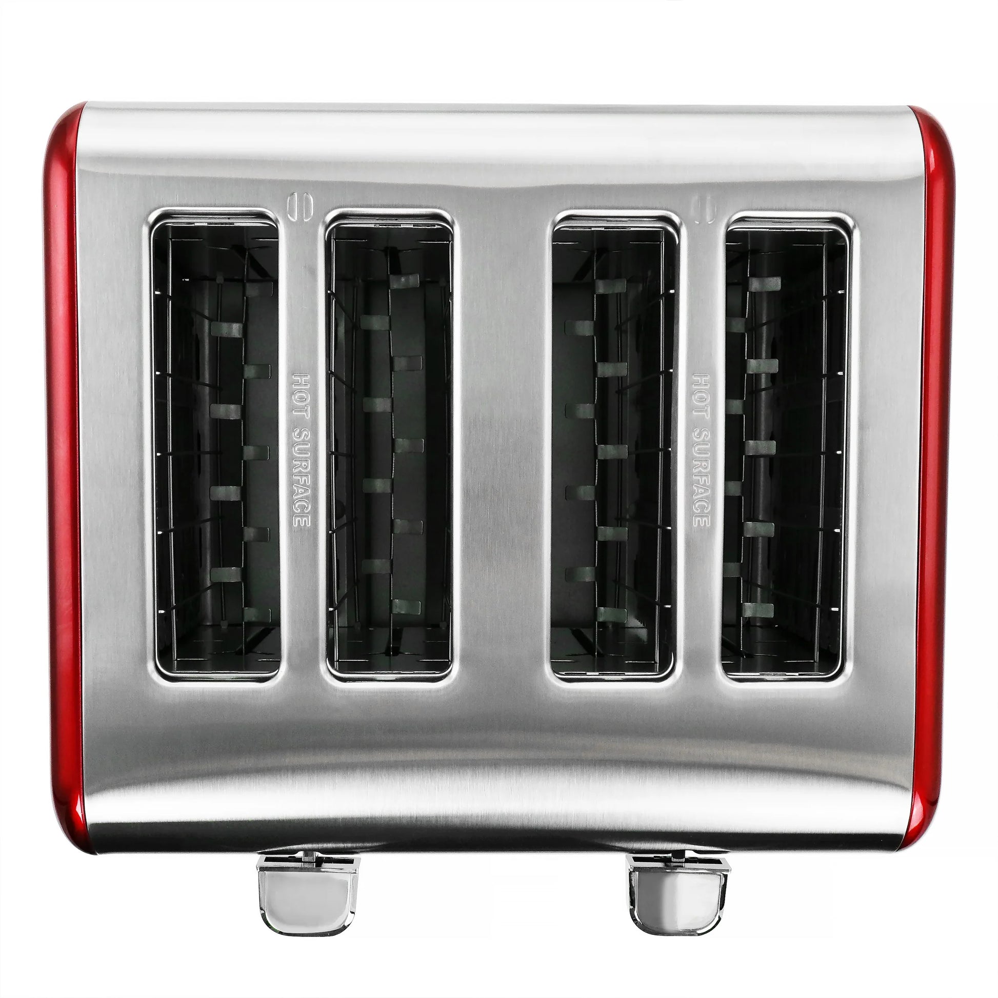 Stylish  4-Slice Stainless Steel Toaster in Vibrant Red