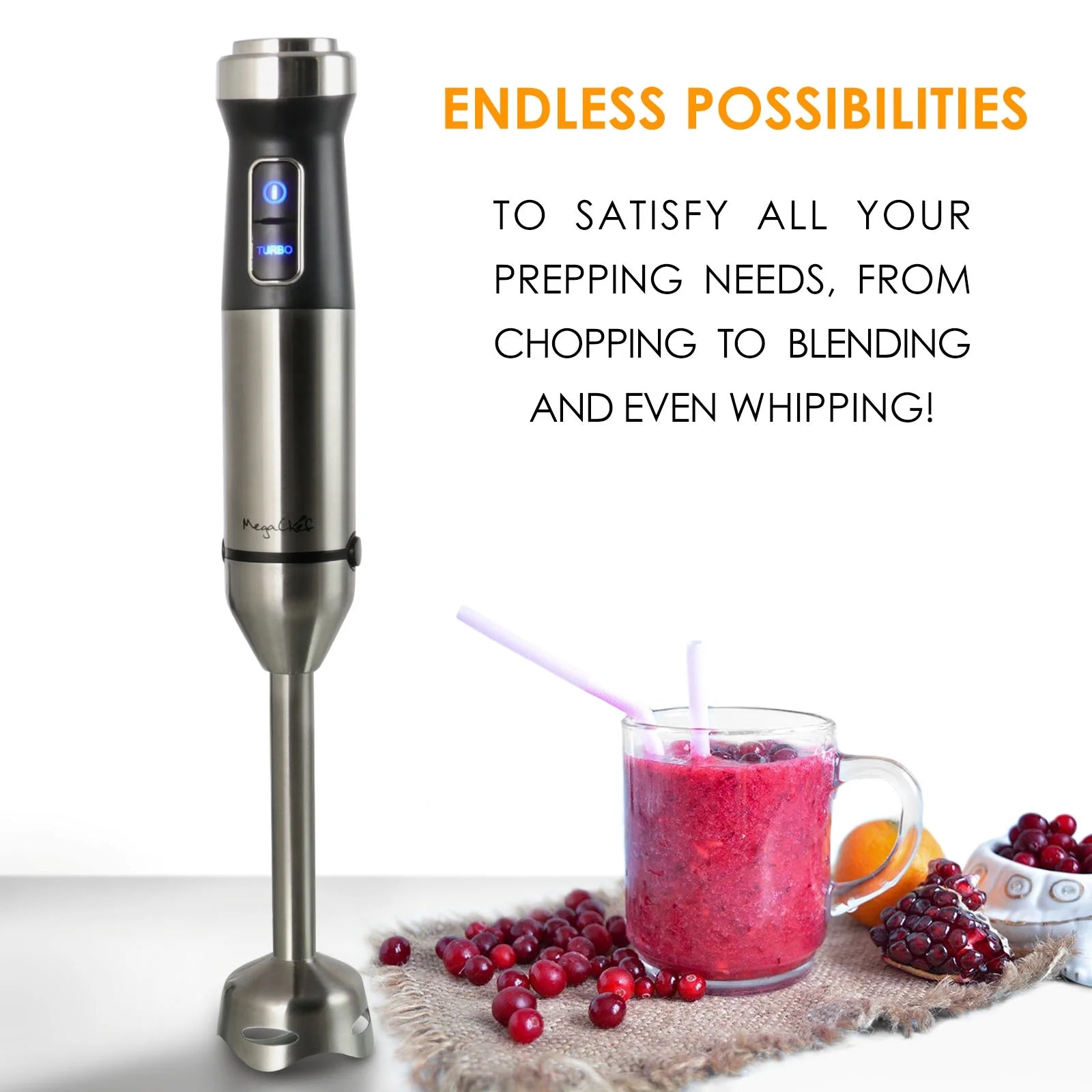 4-in-1 Versatile Immersion Hand Blender with Speed Control & Essential Accessories