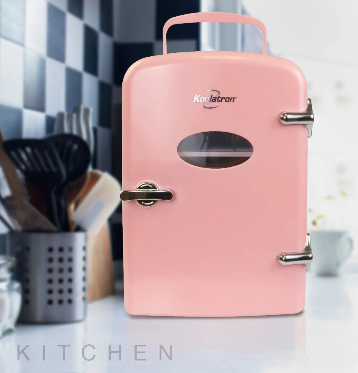 4L Retro Mini Fridge - Stylish Pink 12V DC & 110V Cooler for 6 Cans