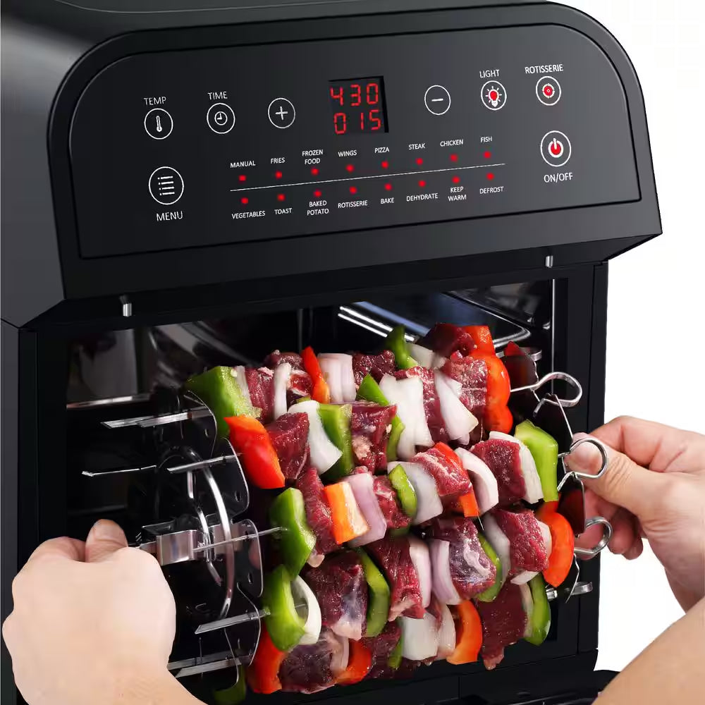 12.7 Qt. Black Rotisserie Oven and Air Fryer with Recipe Book