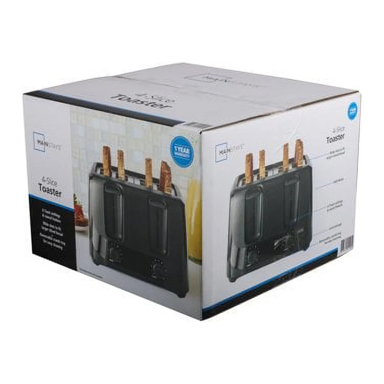 4-Slice Black Toaster with 6 Shade Settings & Easy-Clean Crumb Tray