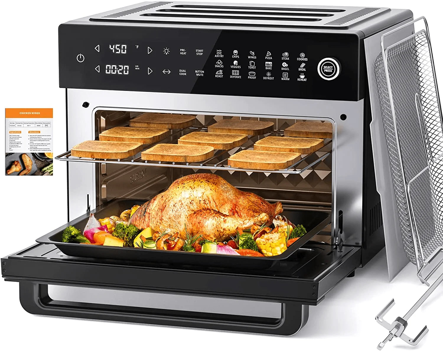 PRO 32-Quart Stainless Steel Air Fryer Oven, 19-In-1 Digital Kitchen Appliance, 1800W, Black