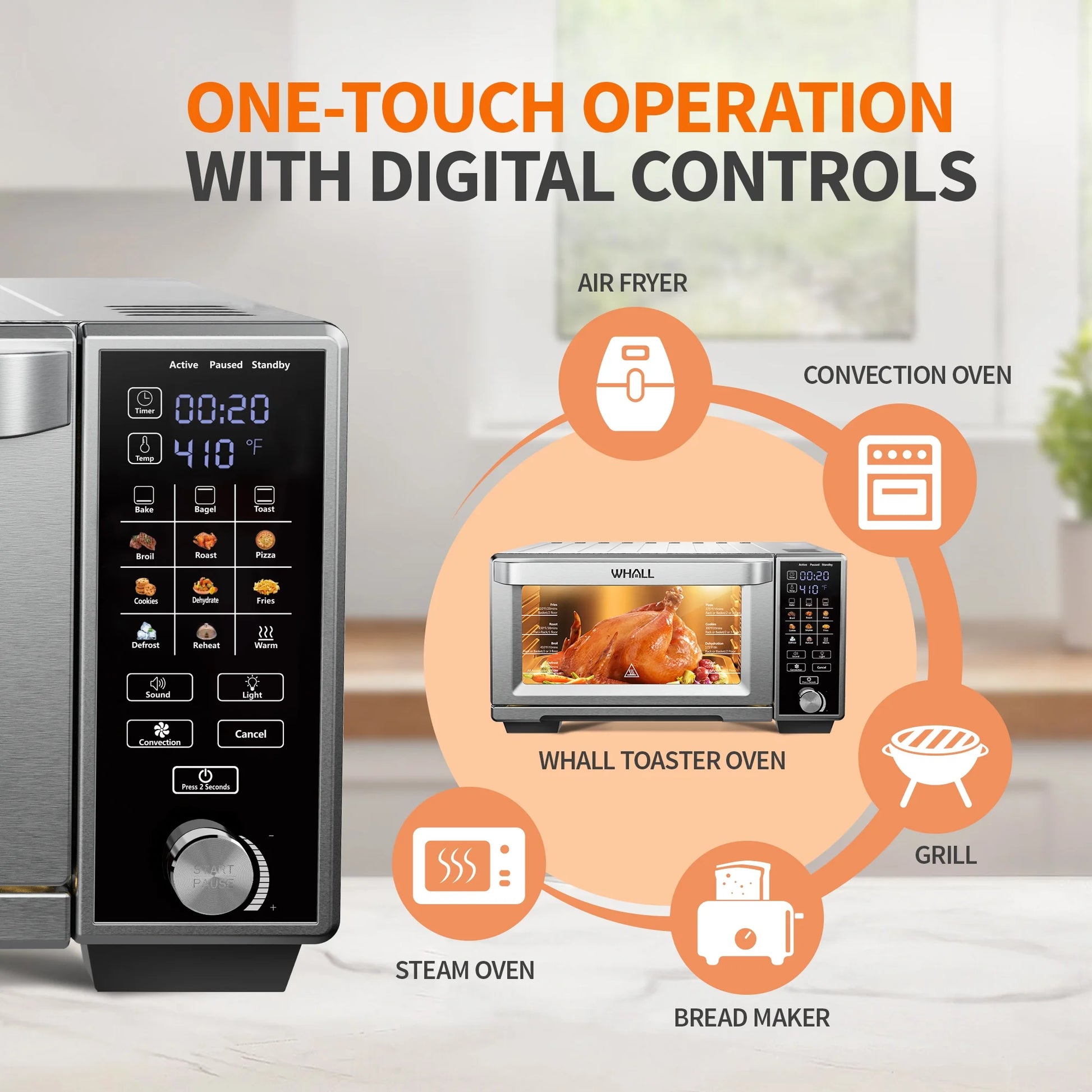 Air Fryer Toaster Oven - 30QT Convection Oven, 11-In-1 Oven, Touchscreen, 4 Accessories