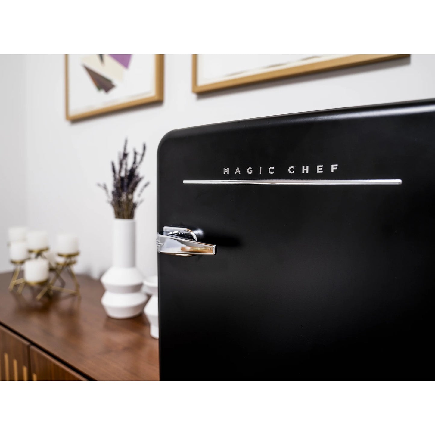 1.6 Cu. Ft. Retro Mini Fridge with LED Light, Black, 34 Lbs