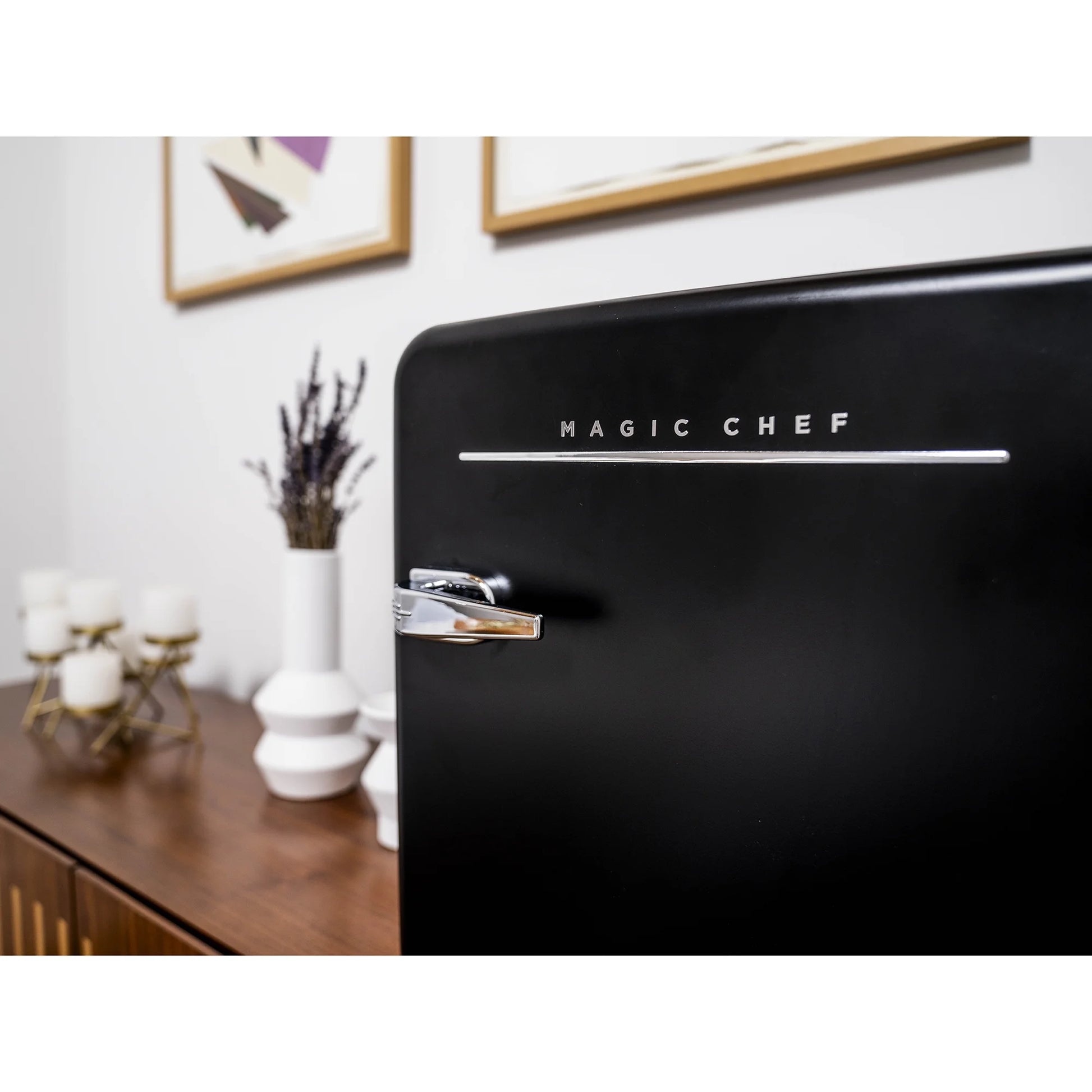 1.6 Cu. Ft. Retro Mini Fridge with LED Light, Black, 34 Lbs