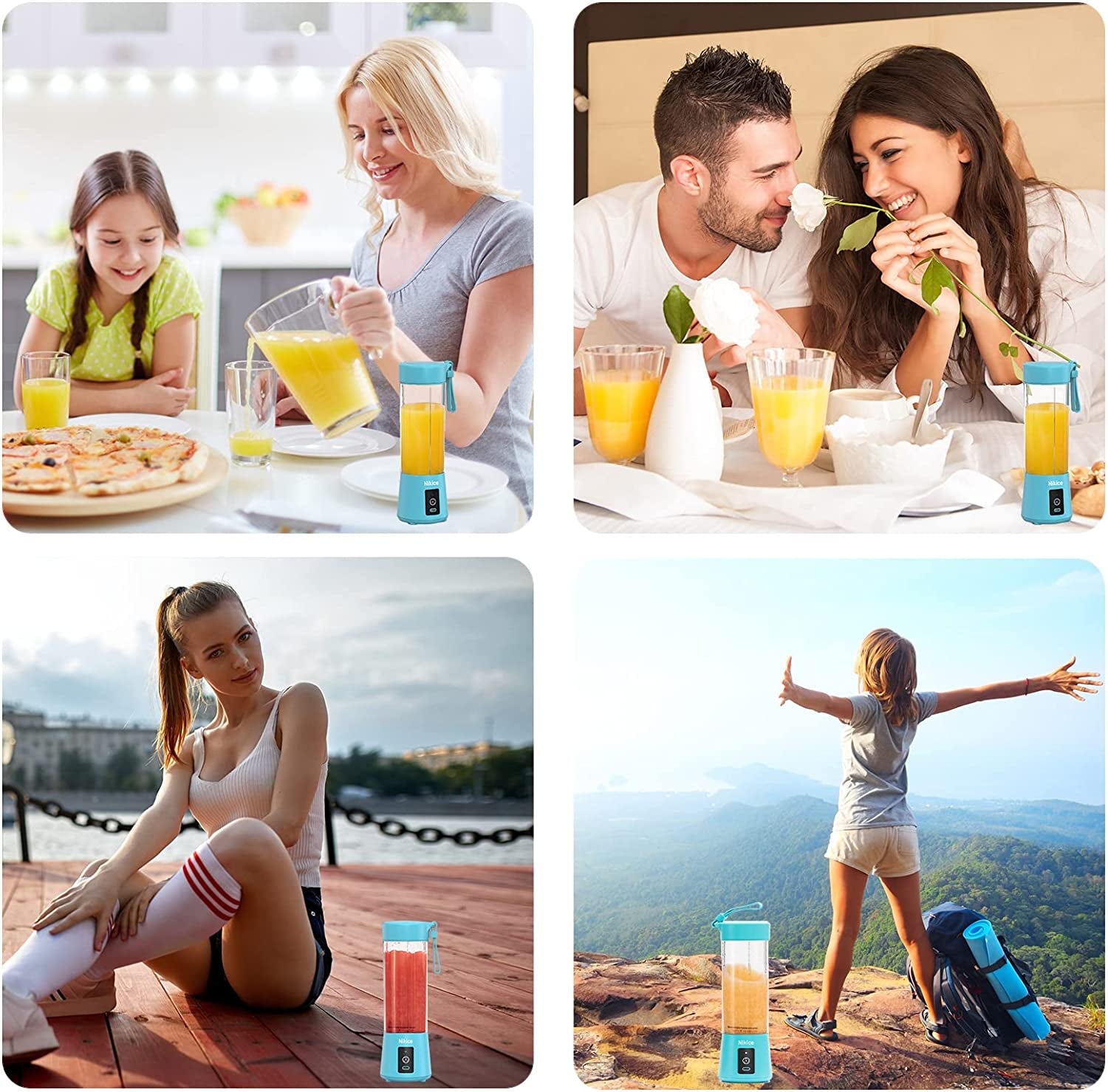 Portable Personal Blender for Smoothies & Shakes - Handheld Fruit Juicer Cup in Blue