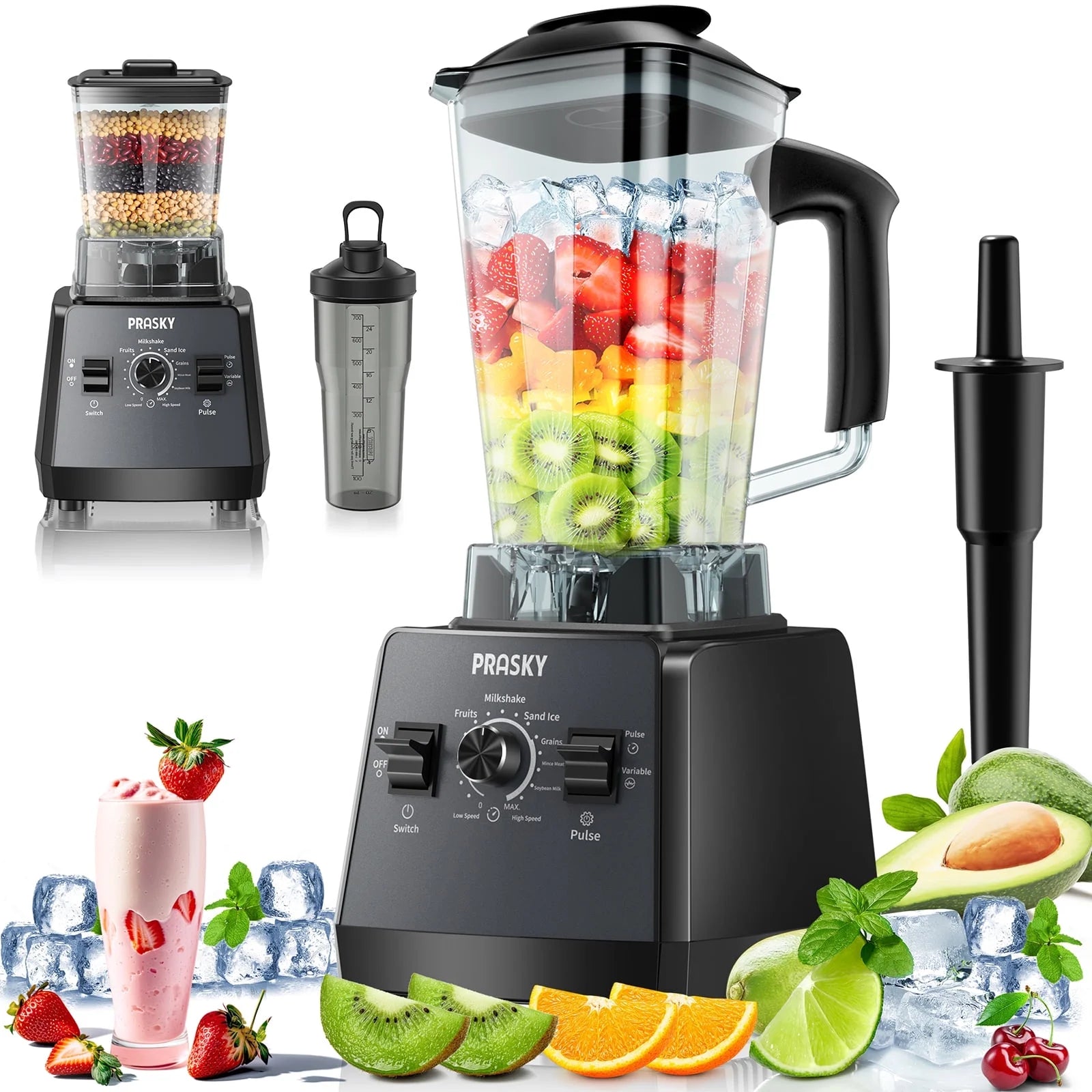 70Oz Countertop Blender - Powerful 1000W Motor with 6 Speed Settings for Effortless Blending (Black)