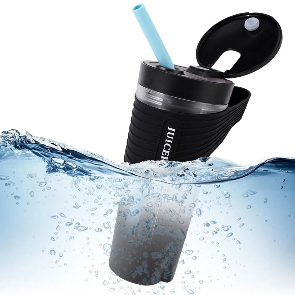 Portable Mini Blender Cup - USB Rechargeable Personal Juicer for Smoothies & Shakes, 460ml, Travel-Friendly Design, Black