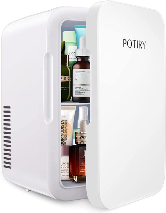 Mini Fridge, 6 Liter AC/DC Portable Thermoelectric Cooler and Warmer Mini Fridge for Bedroom Car Home Travel Mini Refrigerator for Skin Care Foods Medications