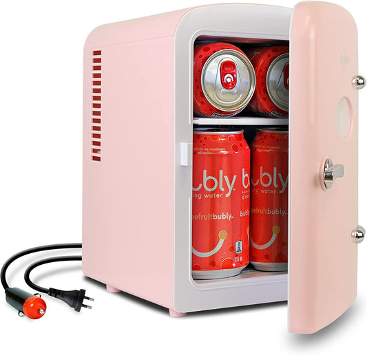 Mini Fridge - Portable 8 Can Beverage Cooler for Home, Office, Car, and Outdoor Use