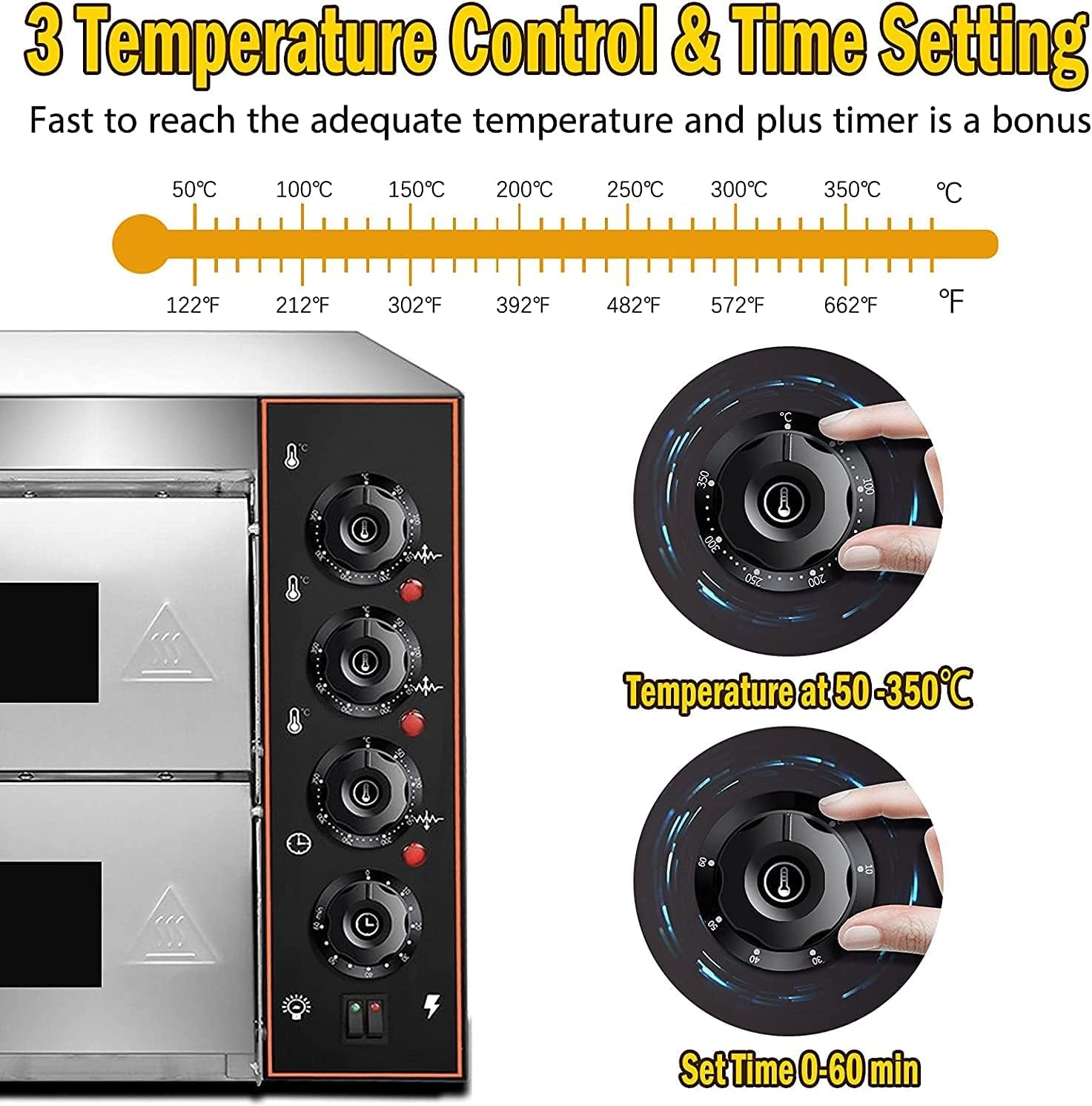 Commercial Pizza Oven Double Oven 1700W 16 Inch Stainless Steel Pizza Electric Countertop Pizza and Snack Oven Multipurpose Indoor Pizza Oven for Restaurant Home Pretzels Roast Yakitori 110V