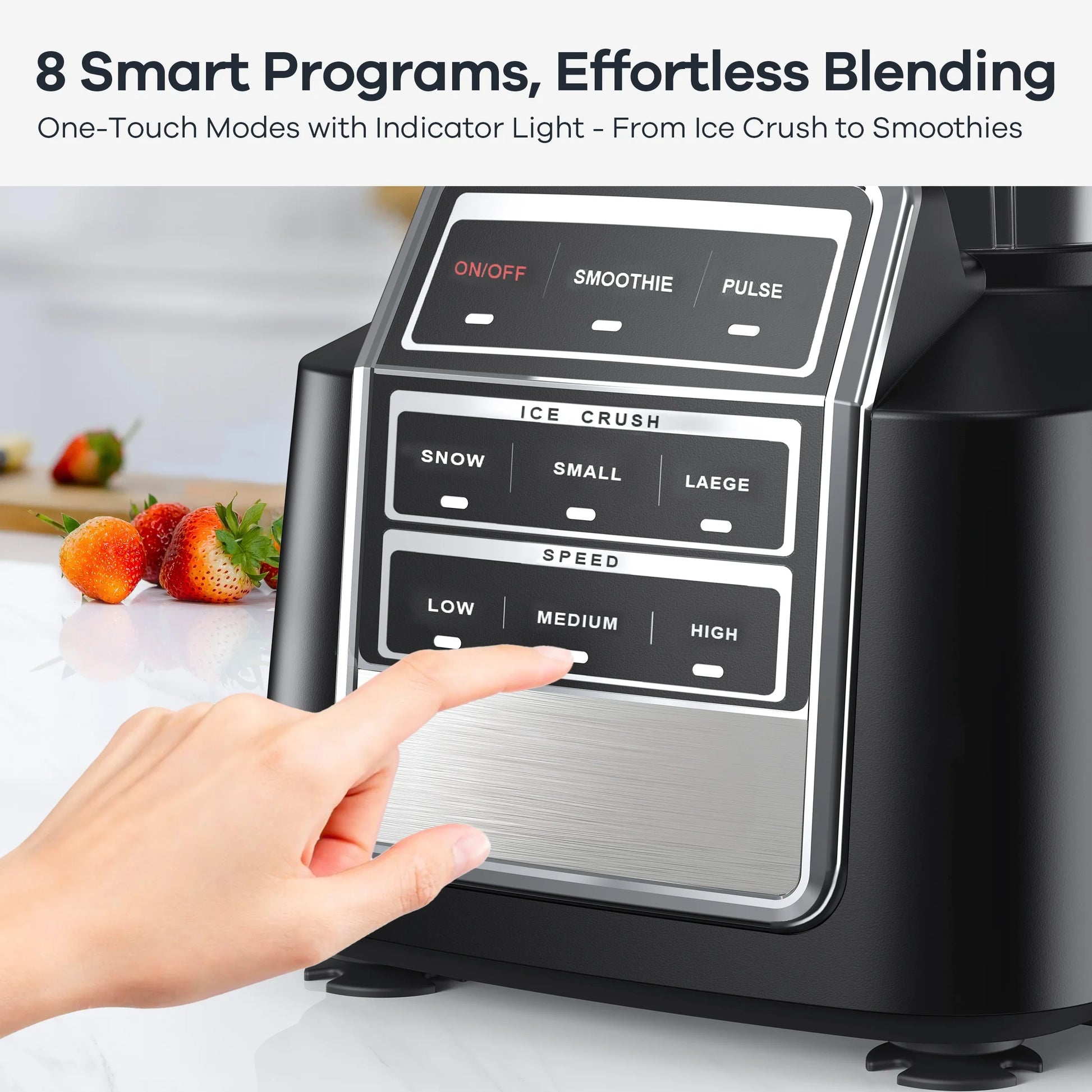 Powerful 1500W Smoothie Blender with 64oz BPA-Free Jar, 8 Smart Programs & Recipe Book - Perfect for Shakes, Ice & Frozen Fruit!