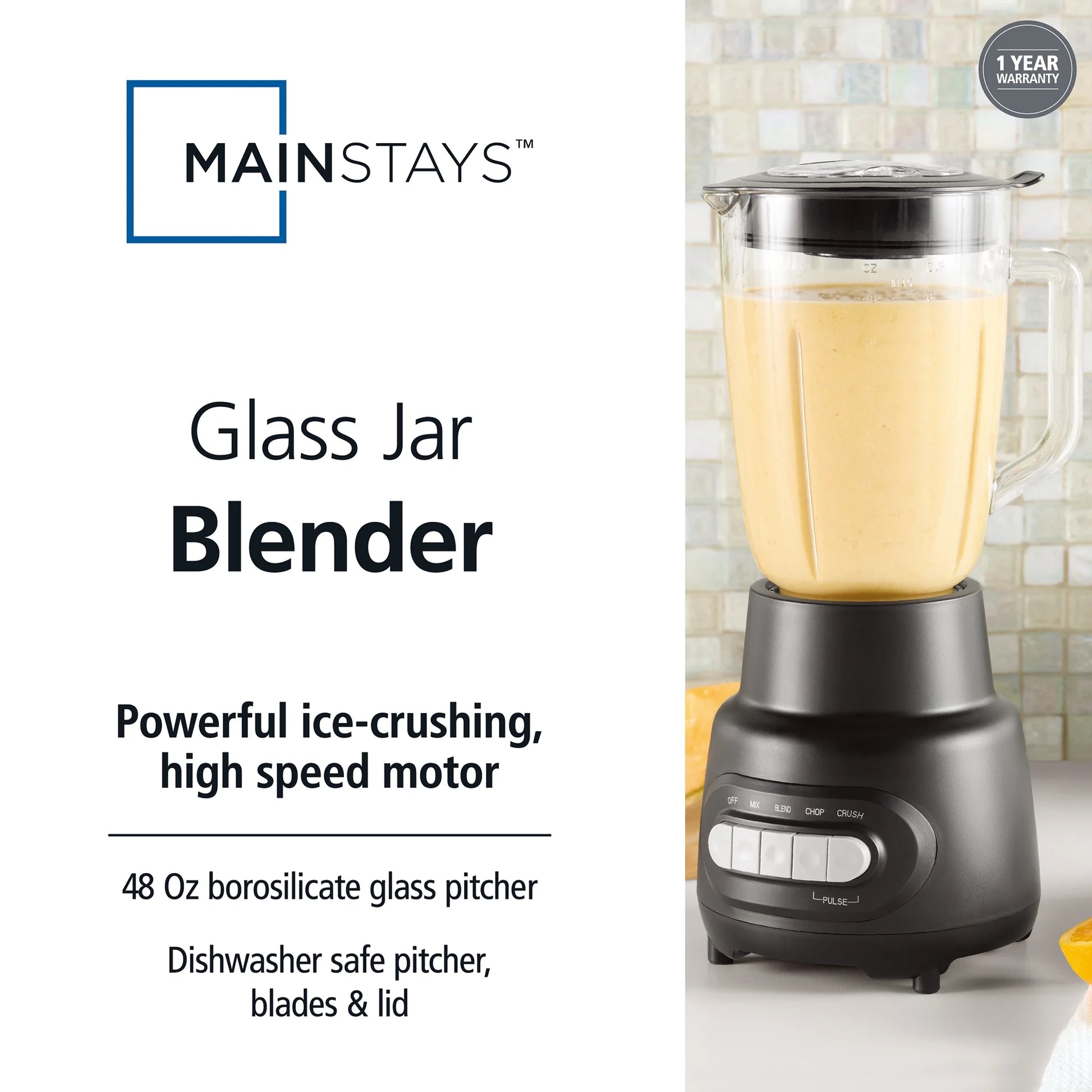 5-Speed Glass Blender with 6-Cup (48oz) Capacity - New and Powerful!