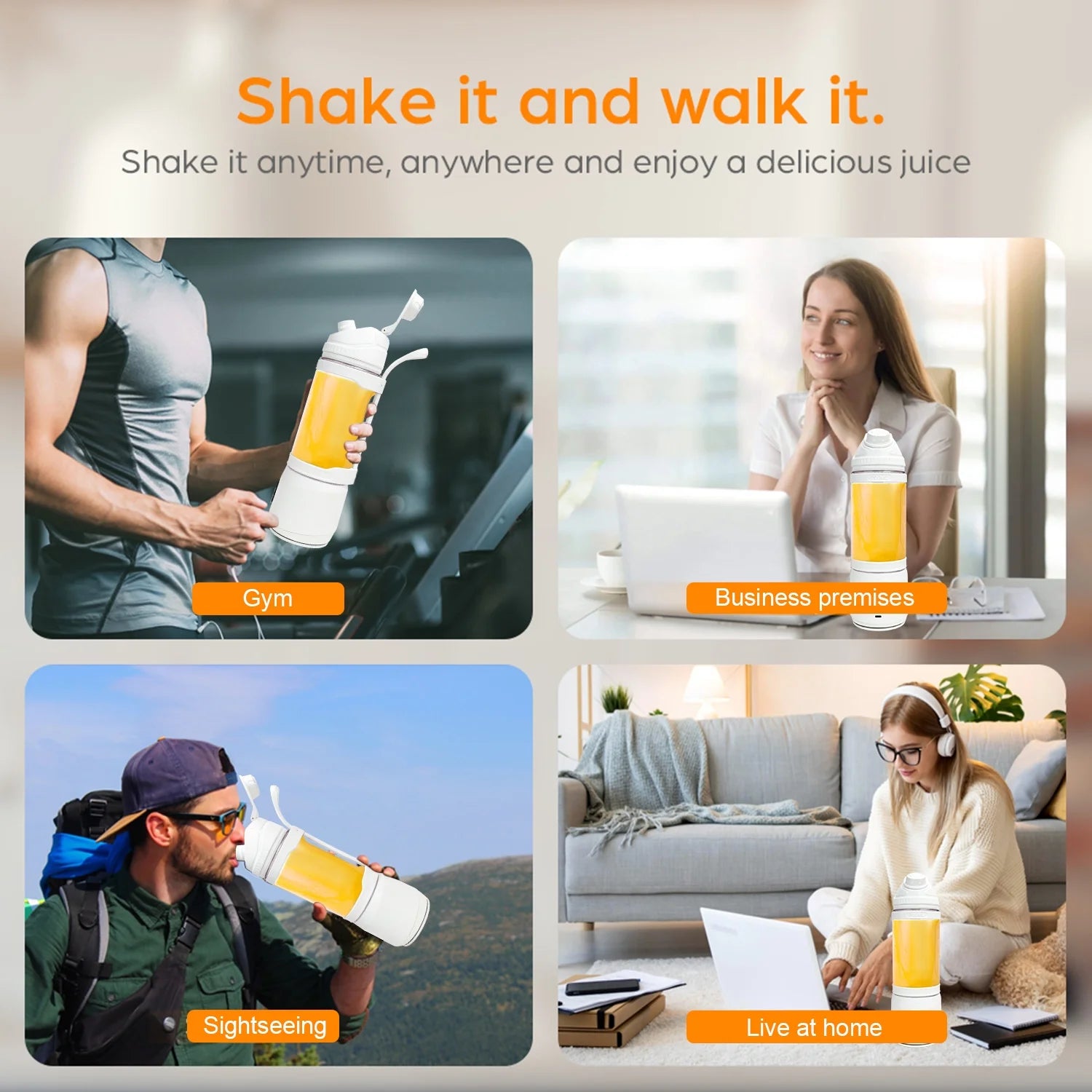 Portable Blender - 700ml Personal Size USB Rechargeable Fruit Mixer for Shakes & Smoothies, Perfect for Travel, Home & Office - White