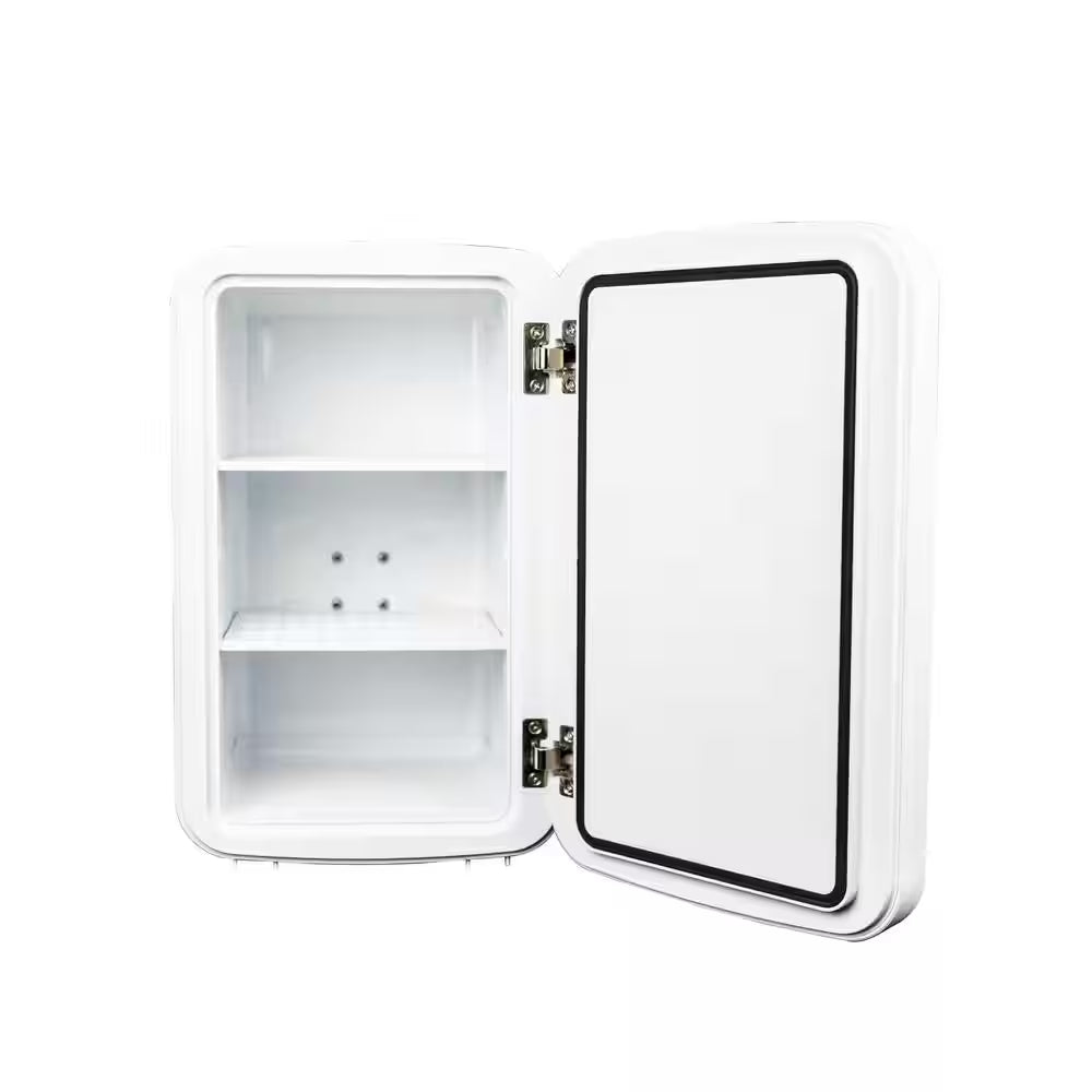 8.63 In. 0.26 Cu. Ft./7.4L Mini Refrigerator in White with Mirror and Light