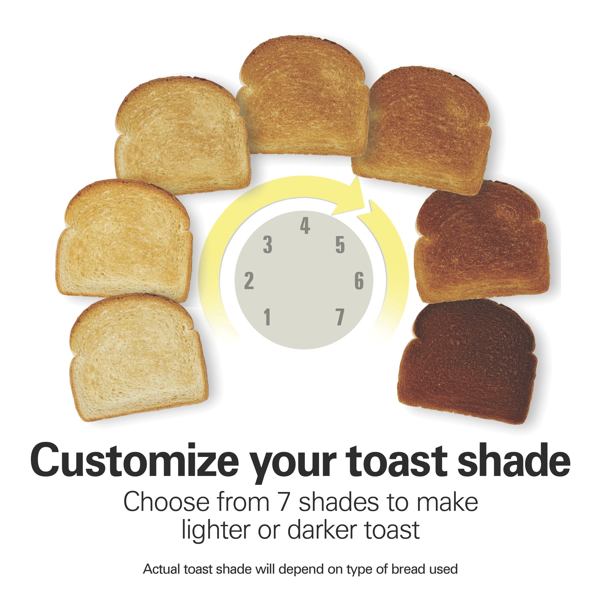 2 Slice Toaster, Built-In Cord Wrap, 7 Toast Shades, Auto Shutoff, Cancel Button, Silver and Black
