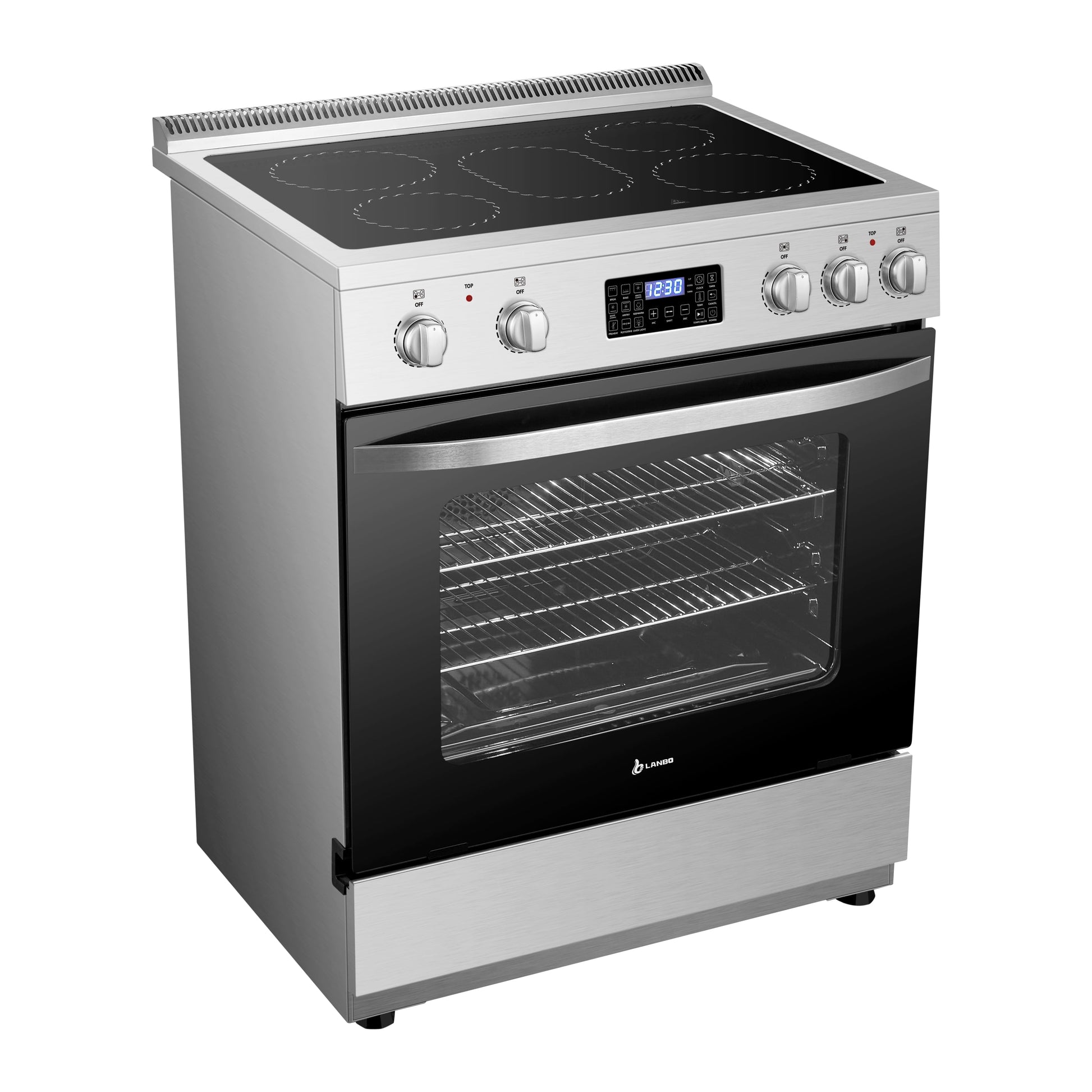 30 Inch 5.9 Cu.Ft. Freestanding Electric Convection Range with Air Fry and Rotisserie, 5 Elements