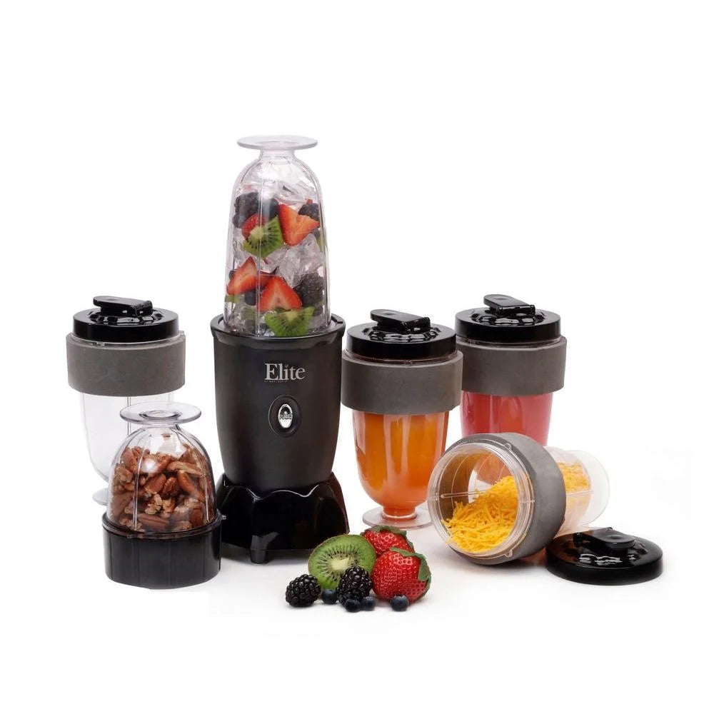 EPB-1800 Personal Drink Blender - 17 Piece Set, 300W Power, 16 Oz Capacity, Sleek Black Design