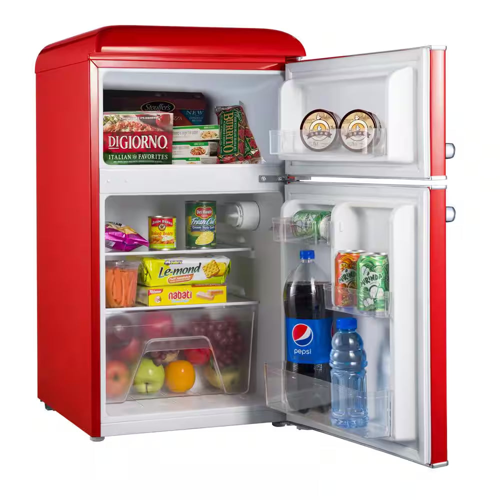 20 In. 3.1 Cu. Ft. Retro Top Freezer Refrigerator, Hot Rod Red, Energy Star
