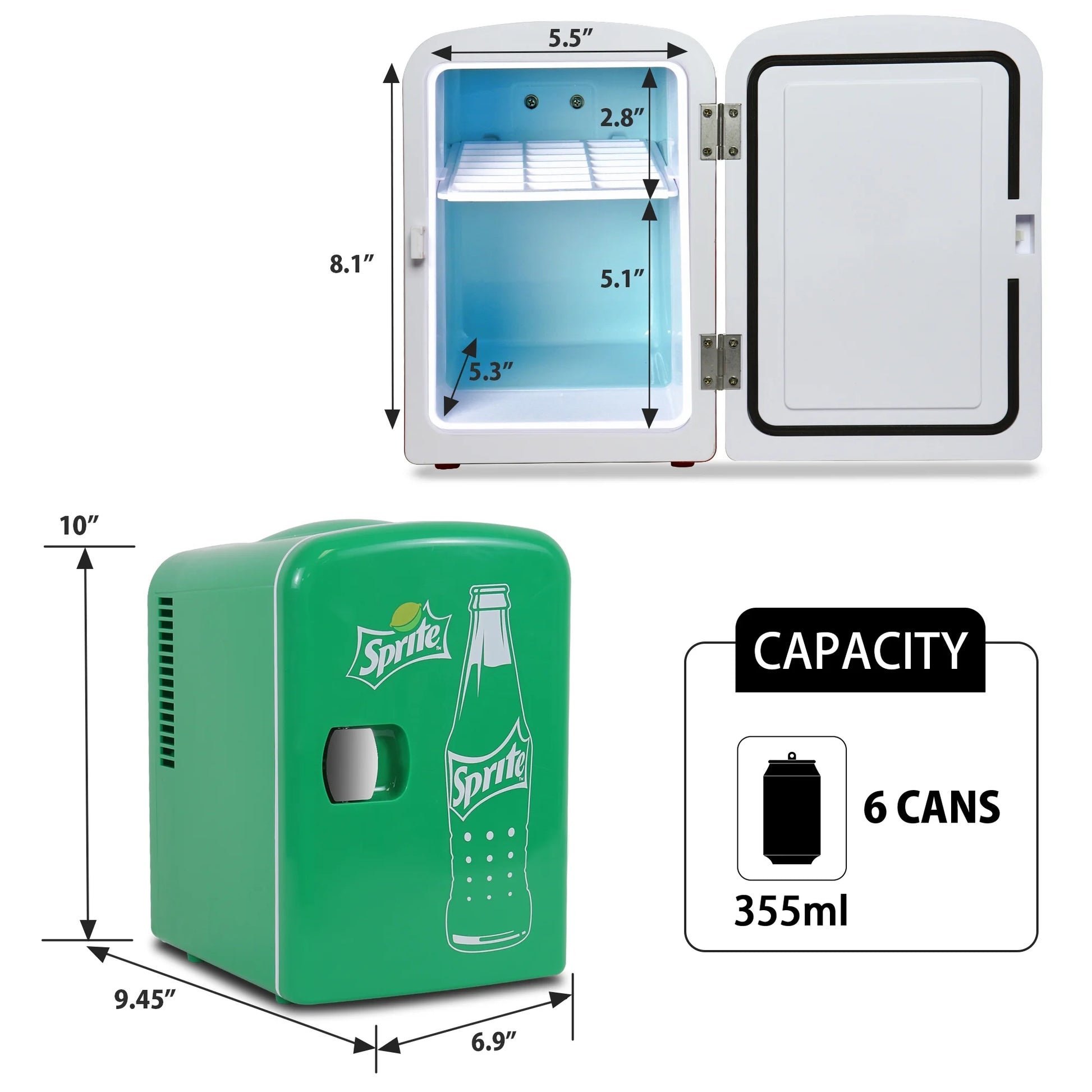 Coca-Cola  4L Cooler/Warmer 12V DC 110V AC Mini Fridge, Green