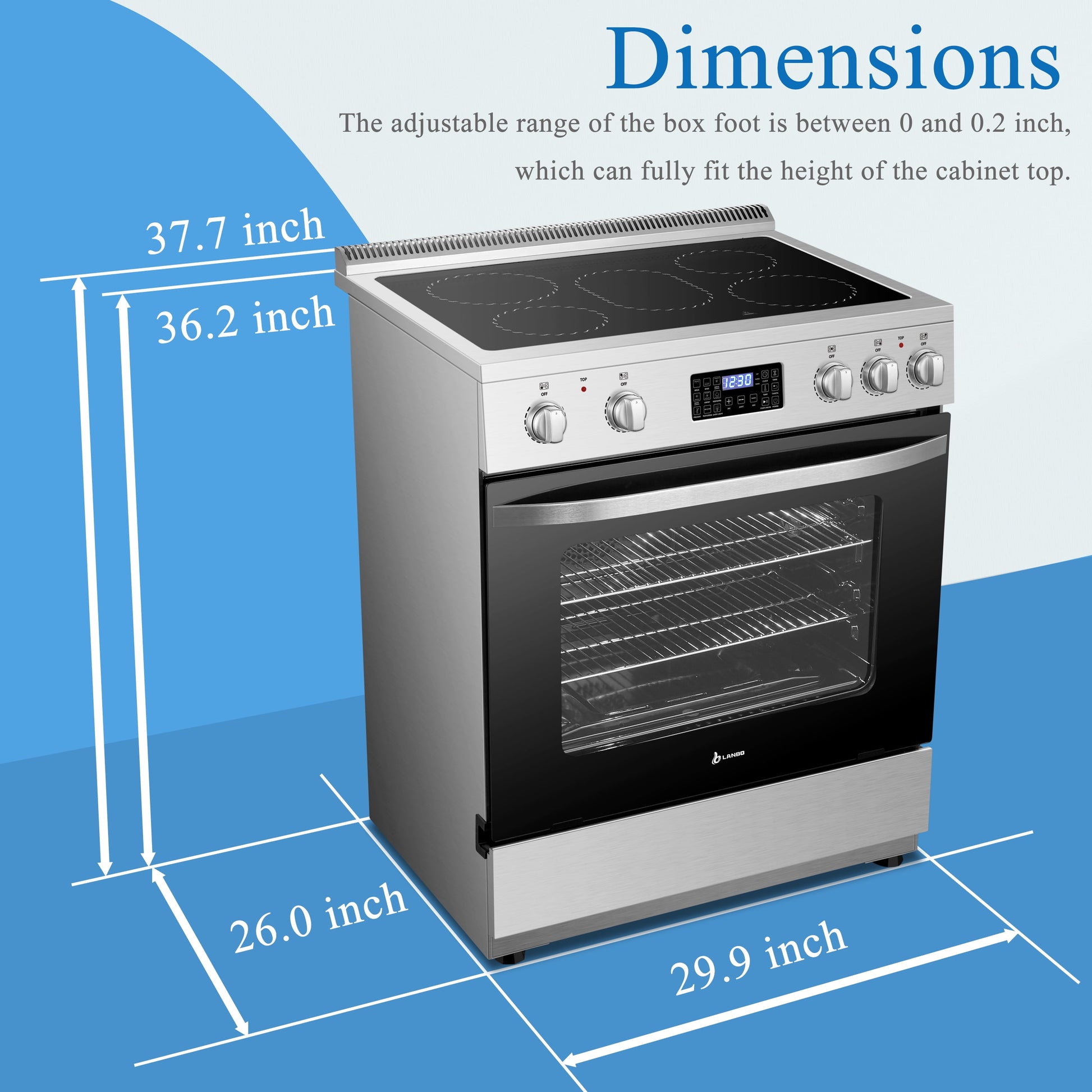 30 Inch 5.9 Cu.Ft. Freestanding Electric Convection Range with Air Fry and Rotisserie, 5 Elements