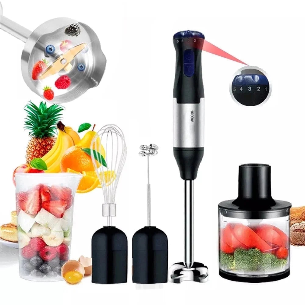 4-in-1 Immersion Hand Blender - 5 Speed Turbo Stick Blender for Smoothies, Milkshakes, Juices & Sauces
