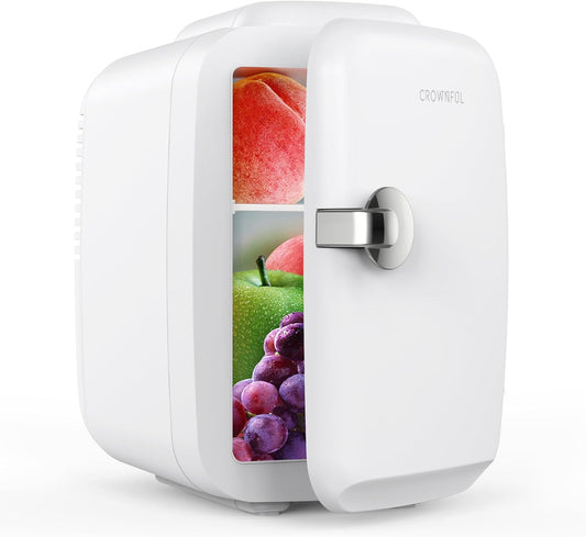 4L Mini Fridge - Portable Cooler & Warmer for Skincare, Cosmetics, Beverages & Food - Ideal for Bedroom, Office, Car & Dorm - ETL Listed (White)