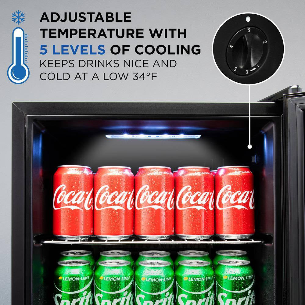 17 In. Single Zone 101-Cans Beverage Cooler in Black