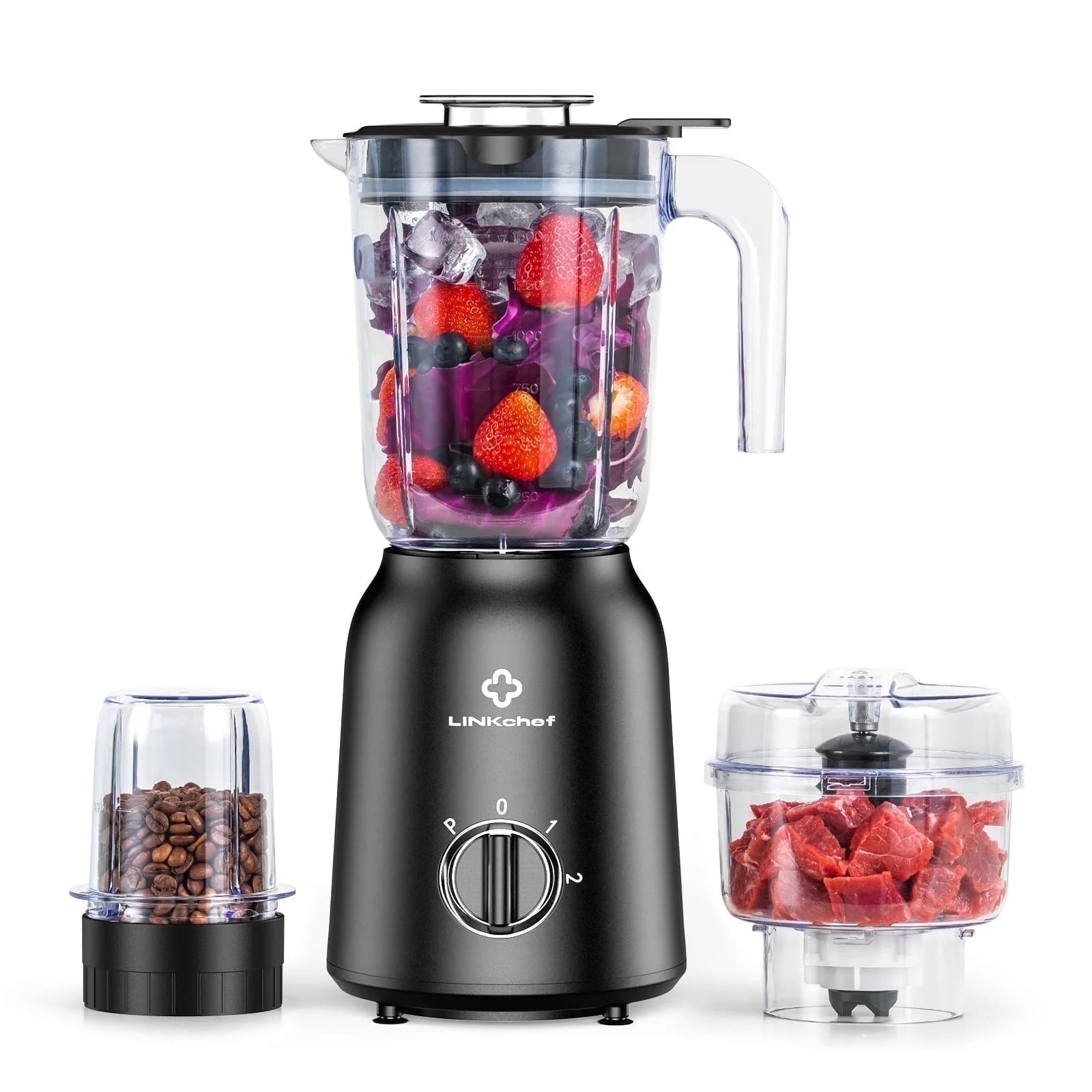 3-In-1 High-Power Blender: Shake, Chop & Grind with 500W, 50Oz Jar, 2 Speeds + Pulse Function
