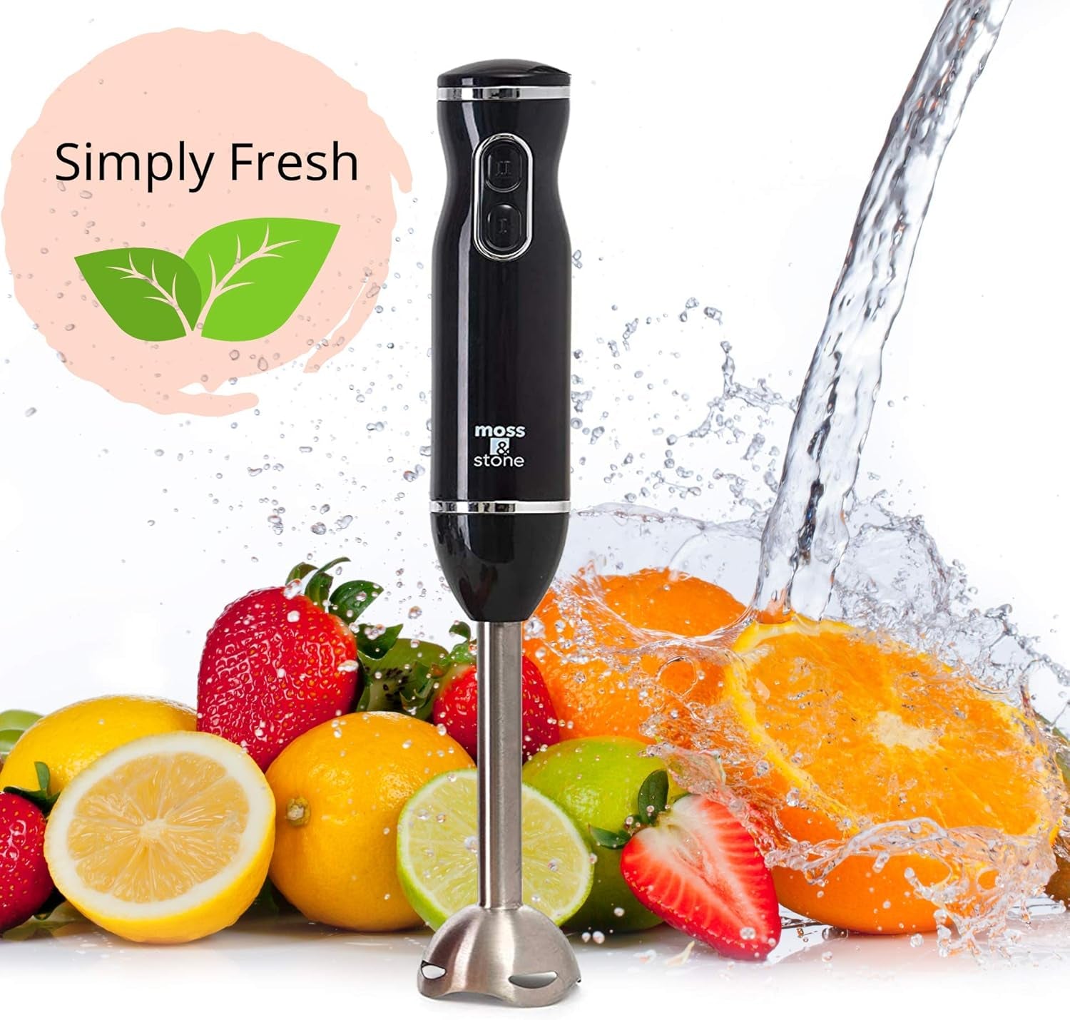 300W Hand Blender Set - Powerful Immersion Mixer with Egg Whisk & Chopper, Ergonomic Black Design, Stainless Steel Blades
