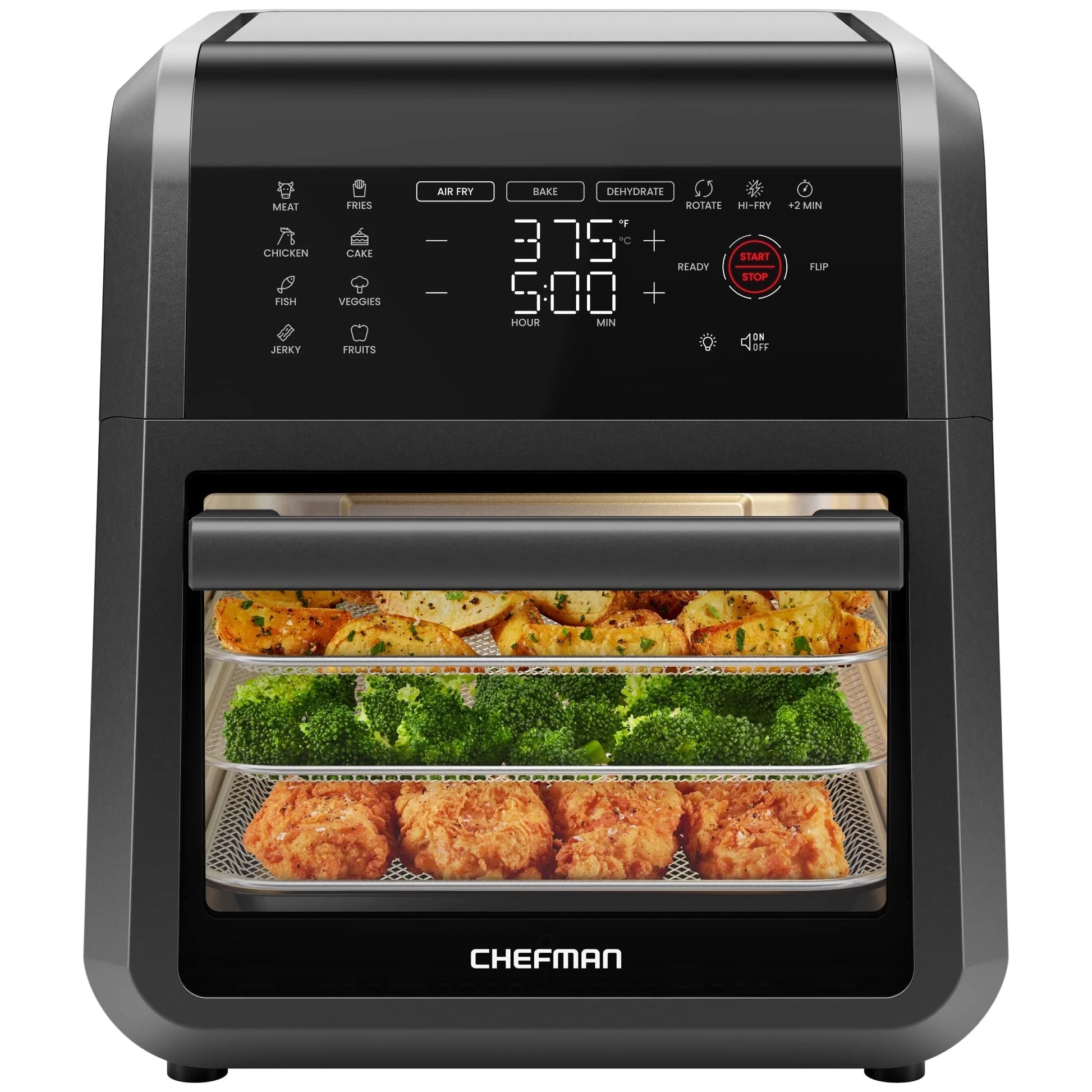 6-in-1 Digital Touchscreen Air Fryer Oven - 12 Qt Capacity, Versatile Cooking in Stylish Black