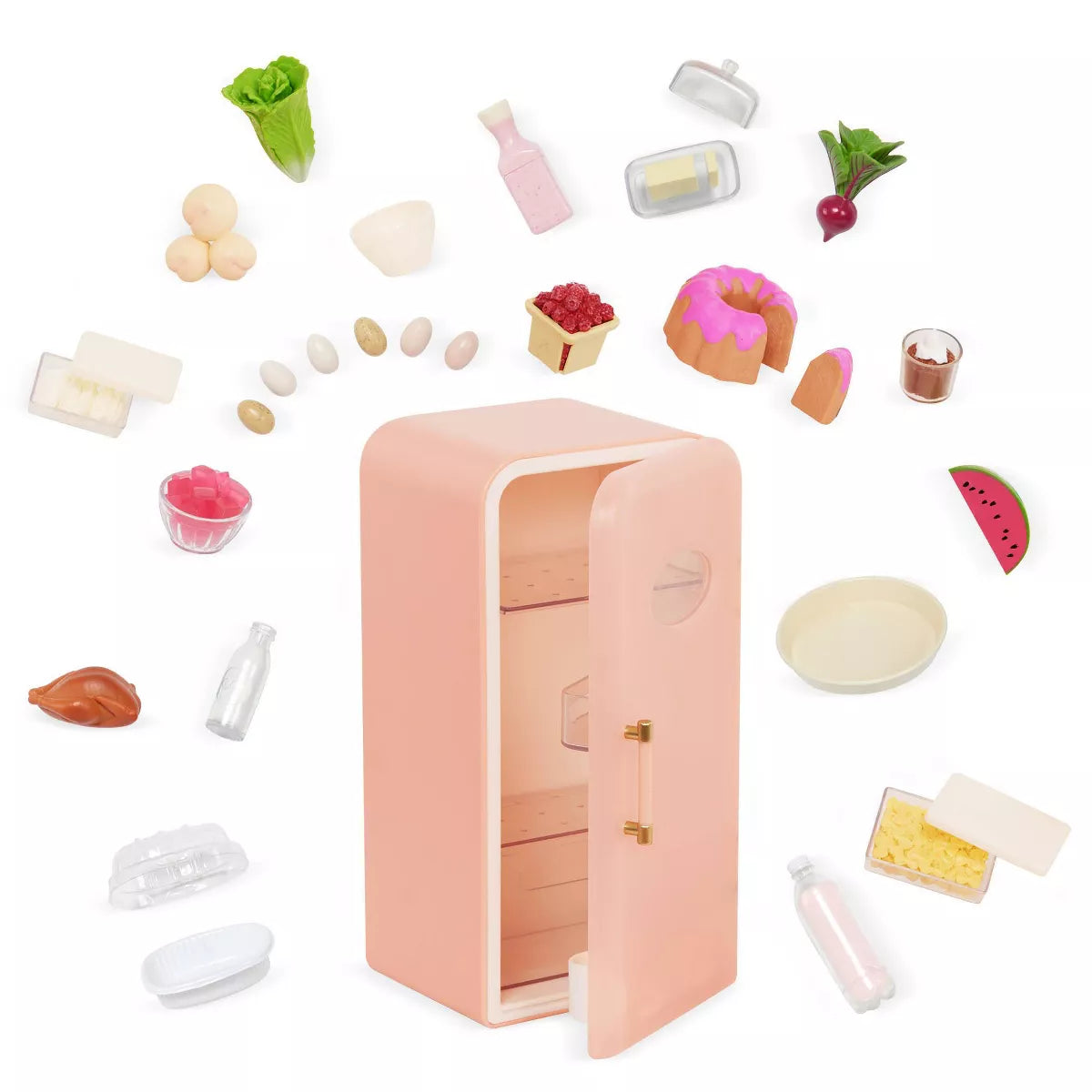 Our Generation Perfectly Fresh Mini Fridge & Play Food Accessory Set for 18" Dolls