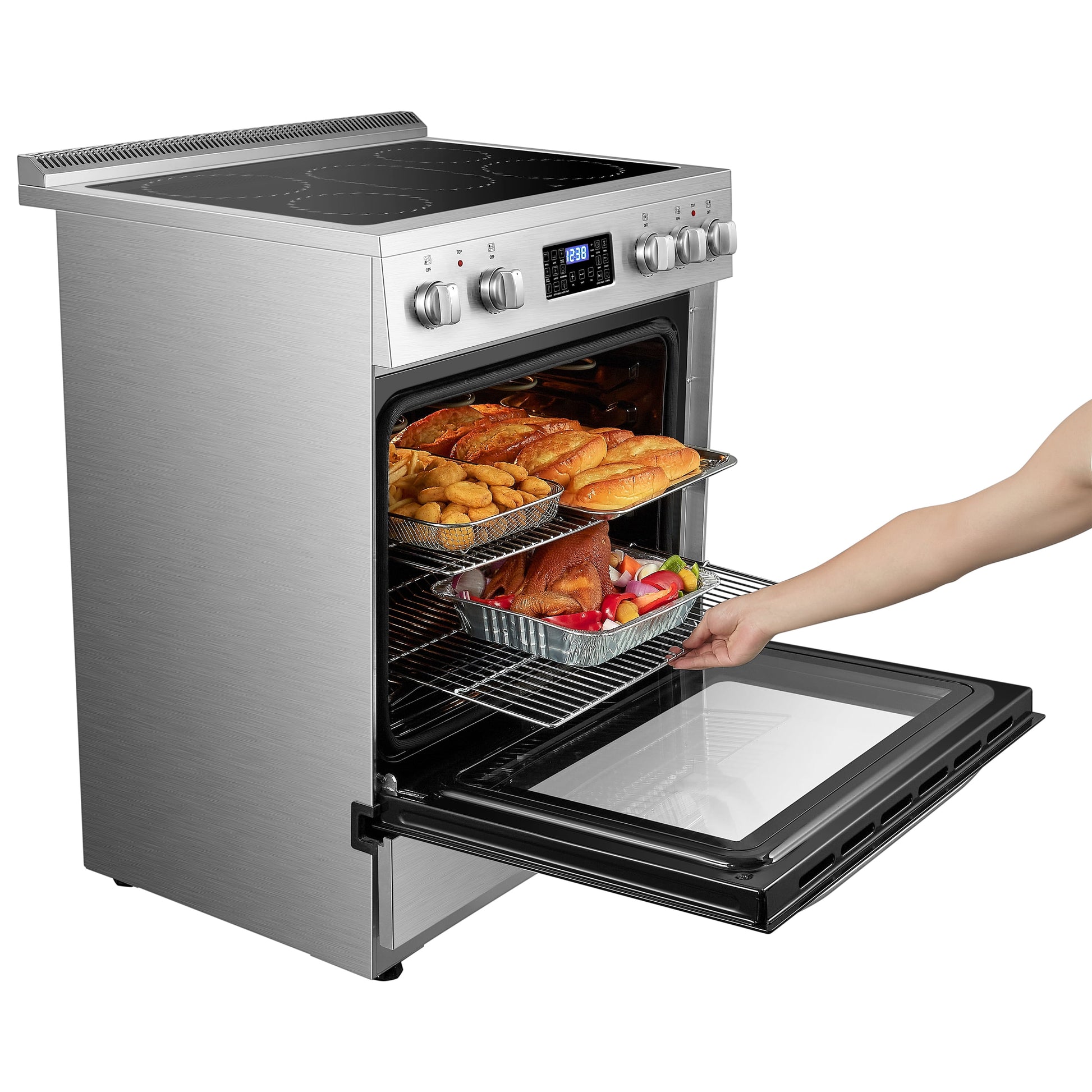 30 Inch 5.9 Cu.Ft. Freestanding Electric Convection Range with Air Fry and Rotisserie, 5 Elements