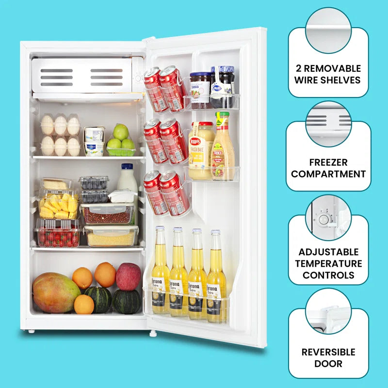 3.1 Cu Ft Mini Fridge with Freezer + Total Chef Microwave Combo