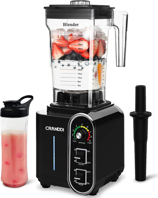 1800W High-Speed Power Blender - 52Oz Countertop Blender for Smoothies & Shakes, Easy to Clean, K98C, Sleek Black Design